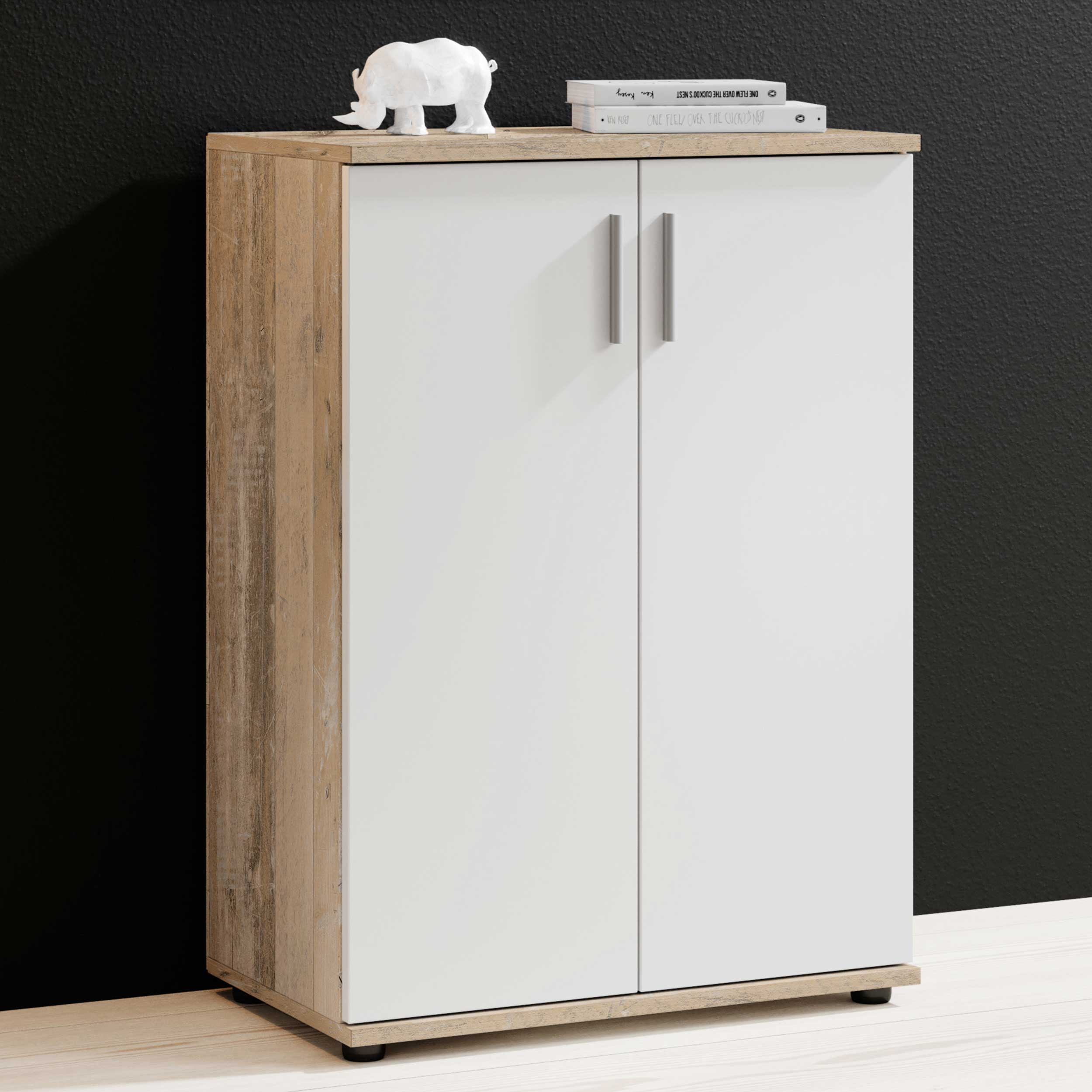 Commode Debby 2 portes - blanc/chêne sonoma - Image 1