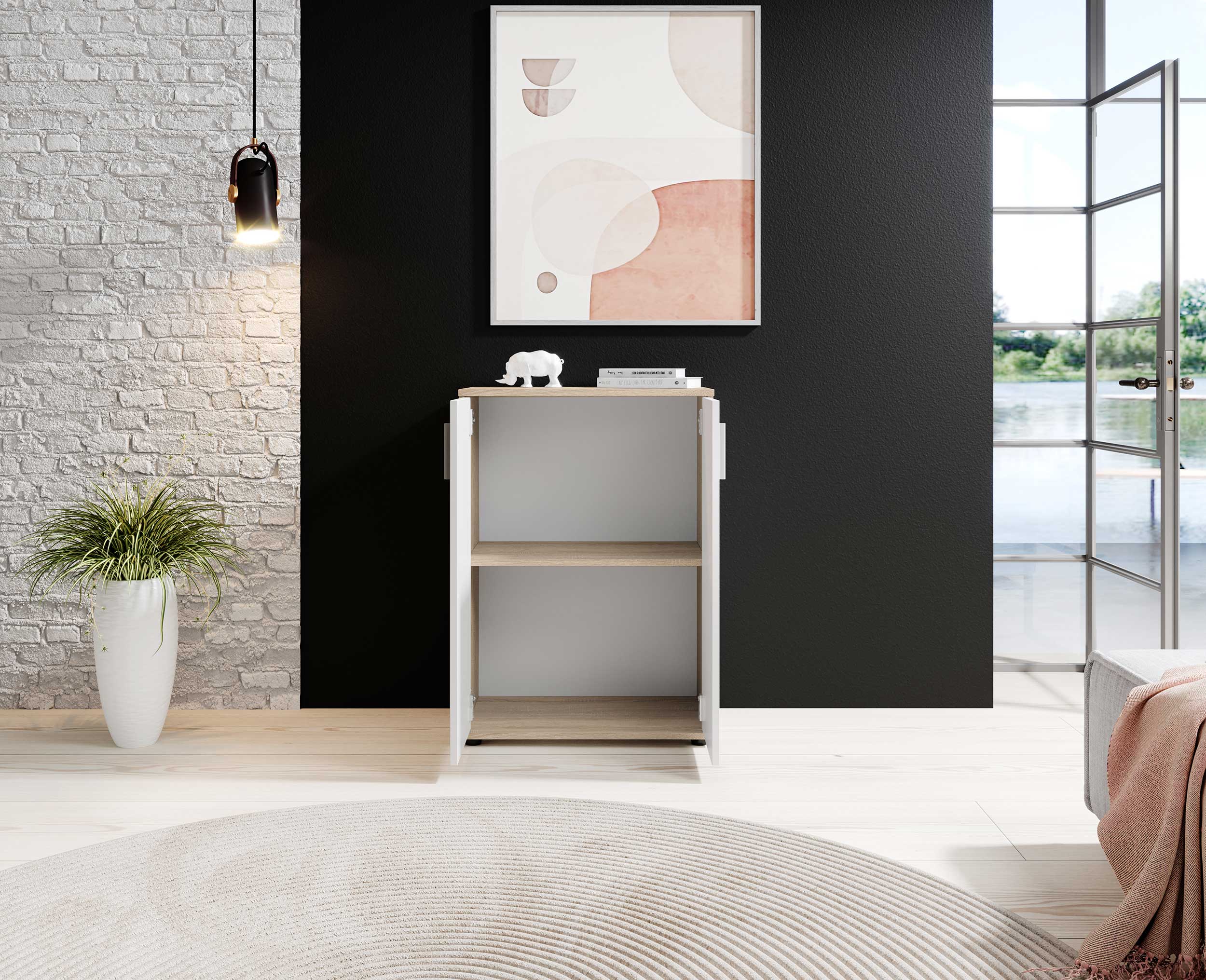 Commode Debby 2 portes - blanc/chêne - Image 2