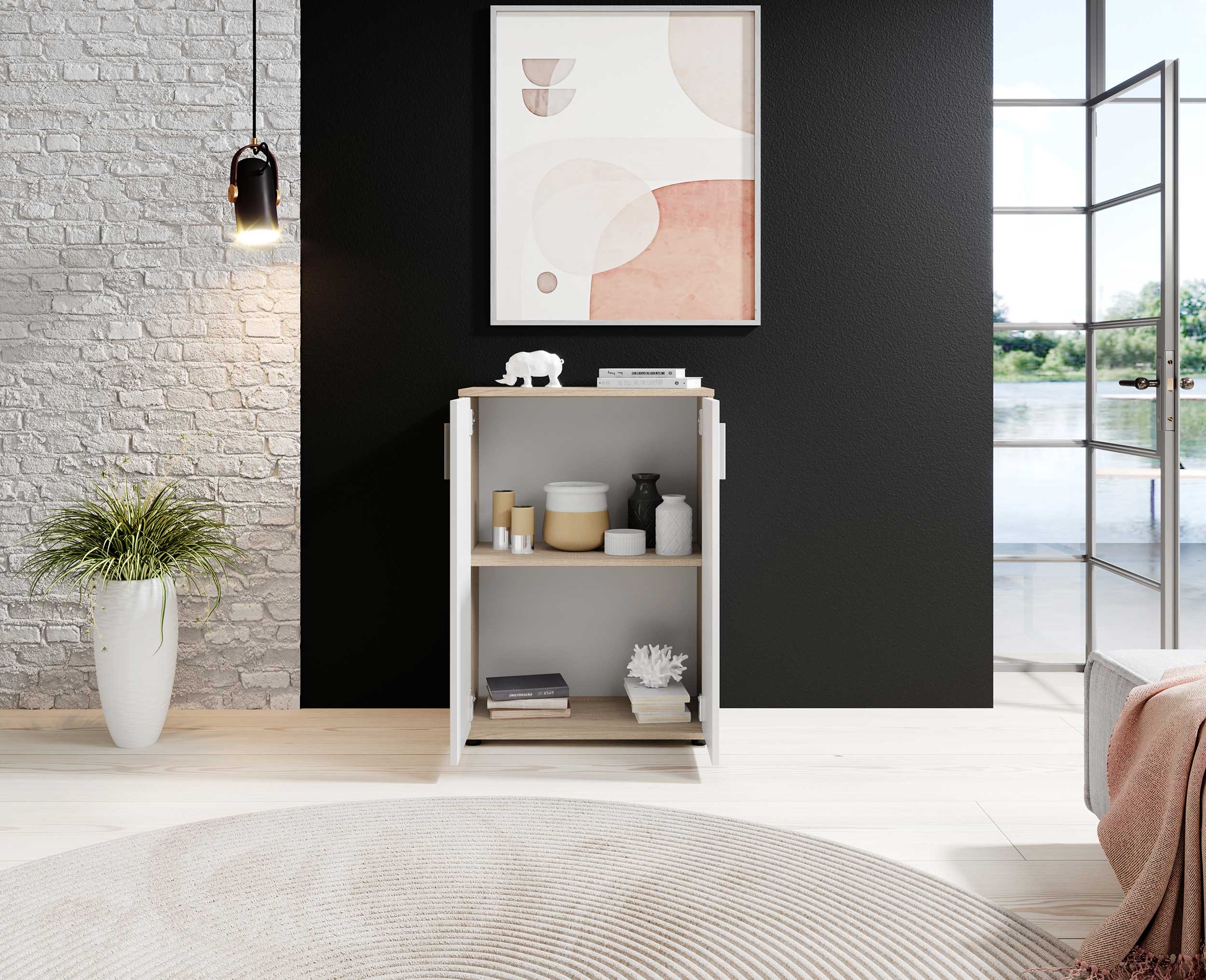 Commode Debby 2 portes - blanc/chêne - Image 4