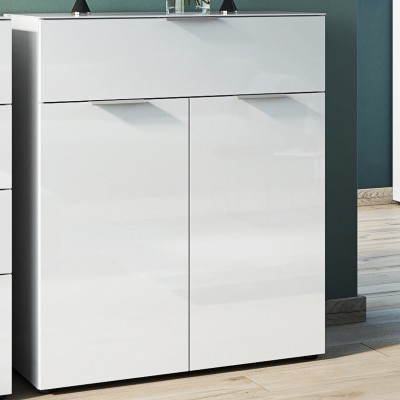 Commode Dudek 83cm avec 2 portes & 1 tiroir - blanc