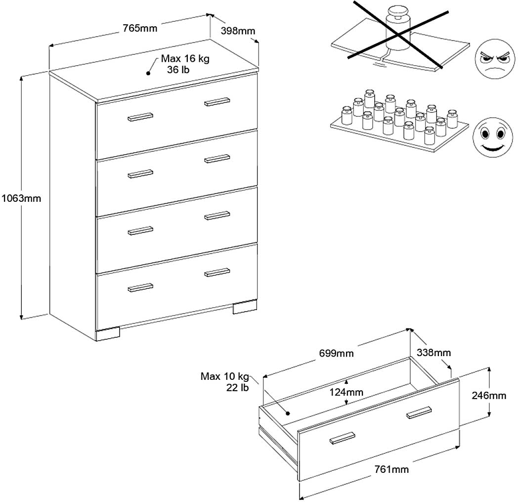 Commode Gemma 4 tiroirs - blanc - Image 3