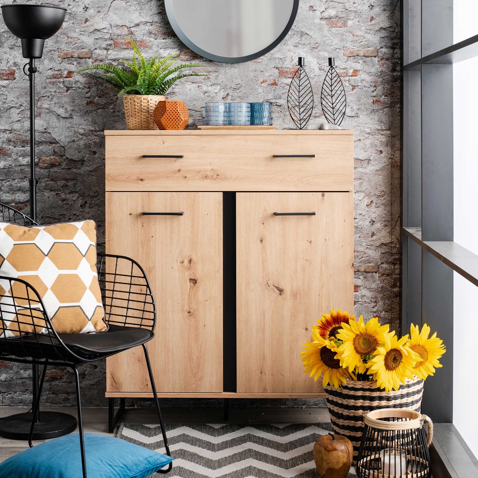 Commode Hoggas 2 portes & 1 tiroir - chêne