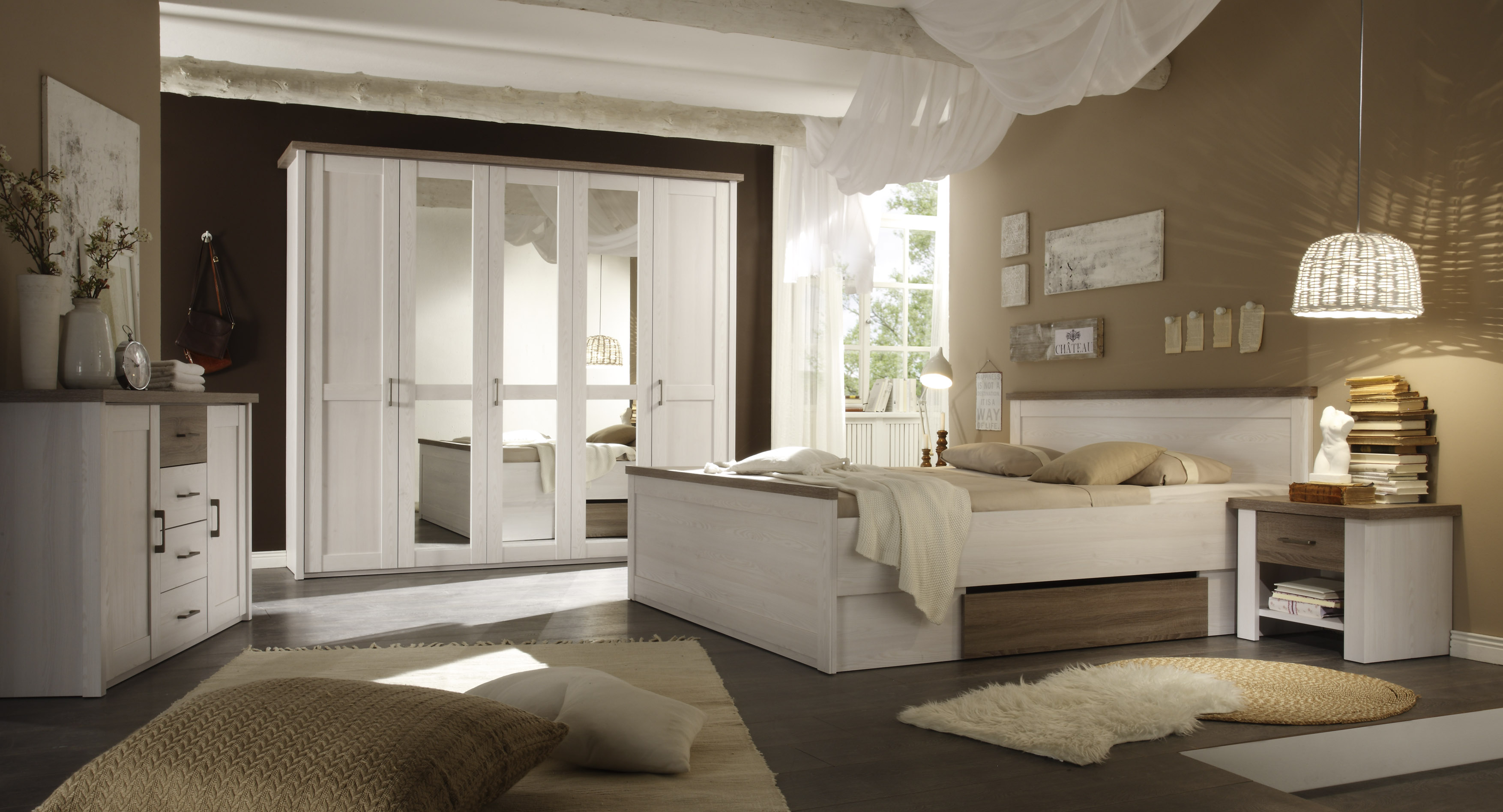 Commode Larnaca 150cm avec 4 tiroirs & 2 portes - blanc - Image 3