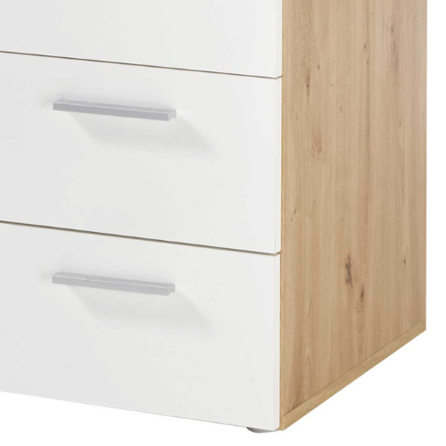 Commode Lobi 1 porte 4 tiroirs - blanc brillant/bois - Image 3