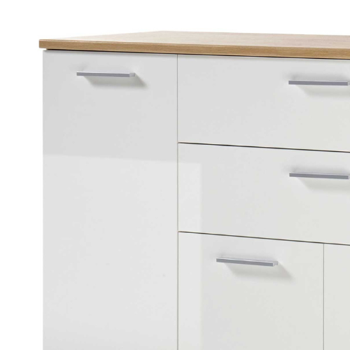Commode Lobi 4 portes 2 tiroirs - blanc brillant/bois - Image 4