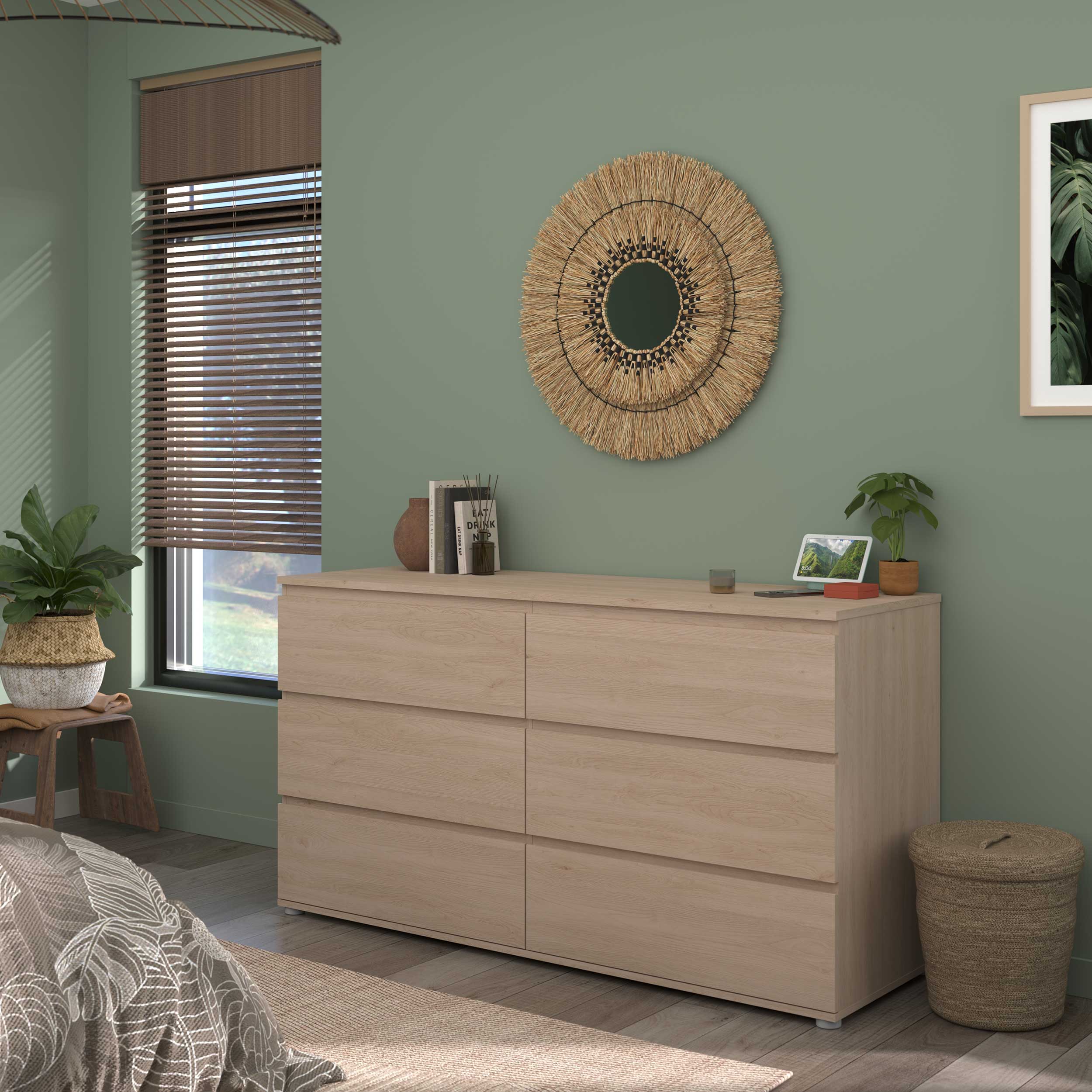 Commode Nux 6 tiroirs - chêne - Image 2