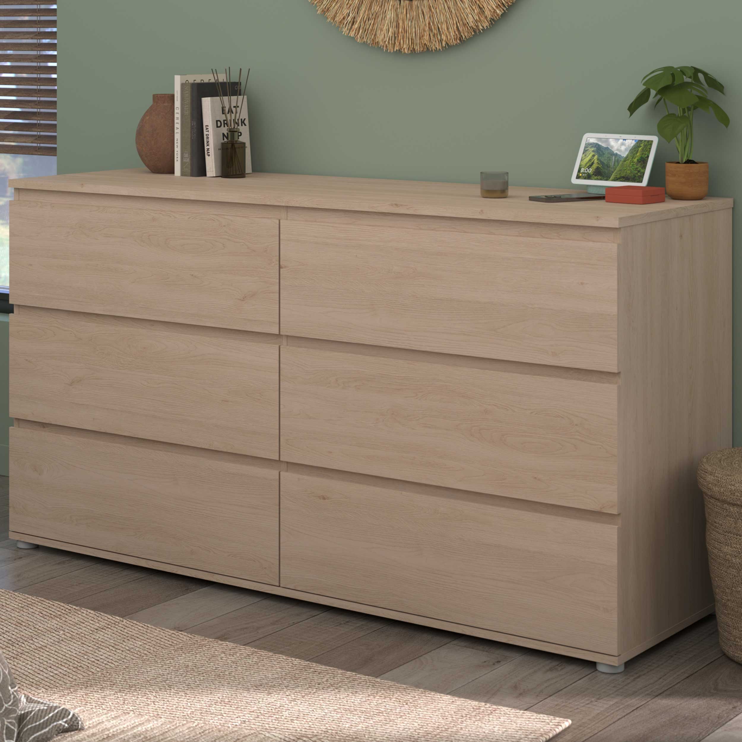 Commode Nux 6 tiroirs - chêne