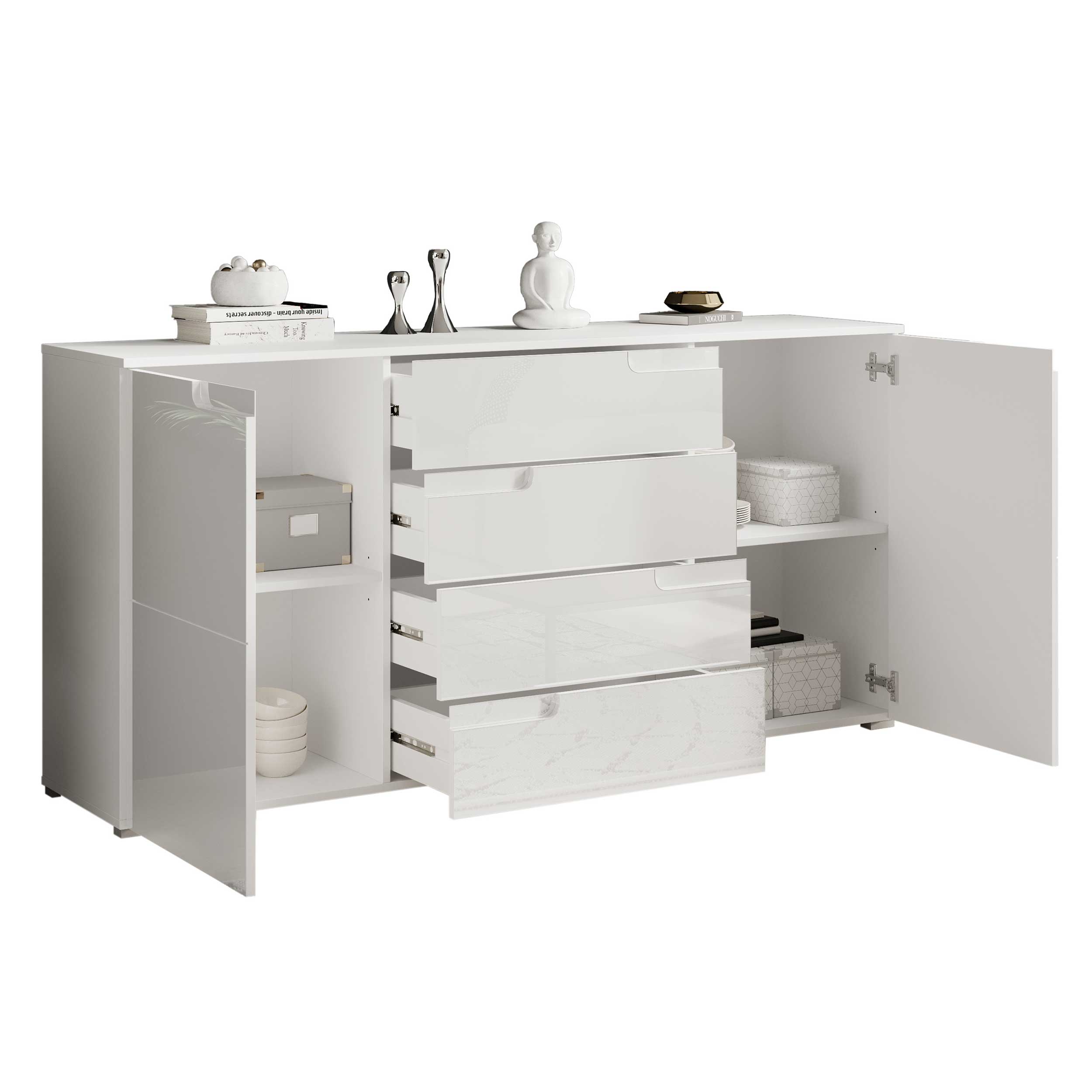 Commode Peso 2 portes 4 tiroirs - blanc - Image 3