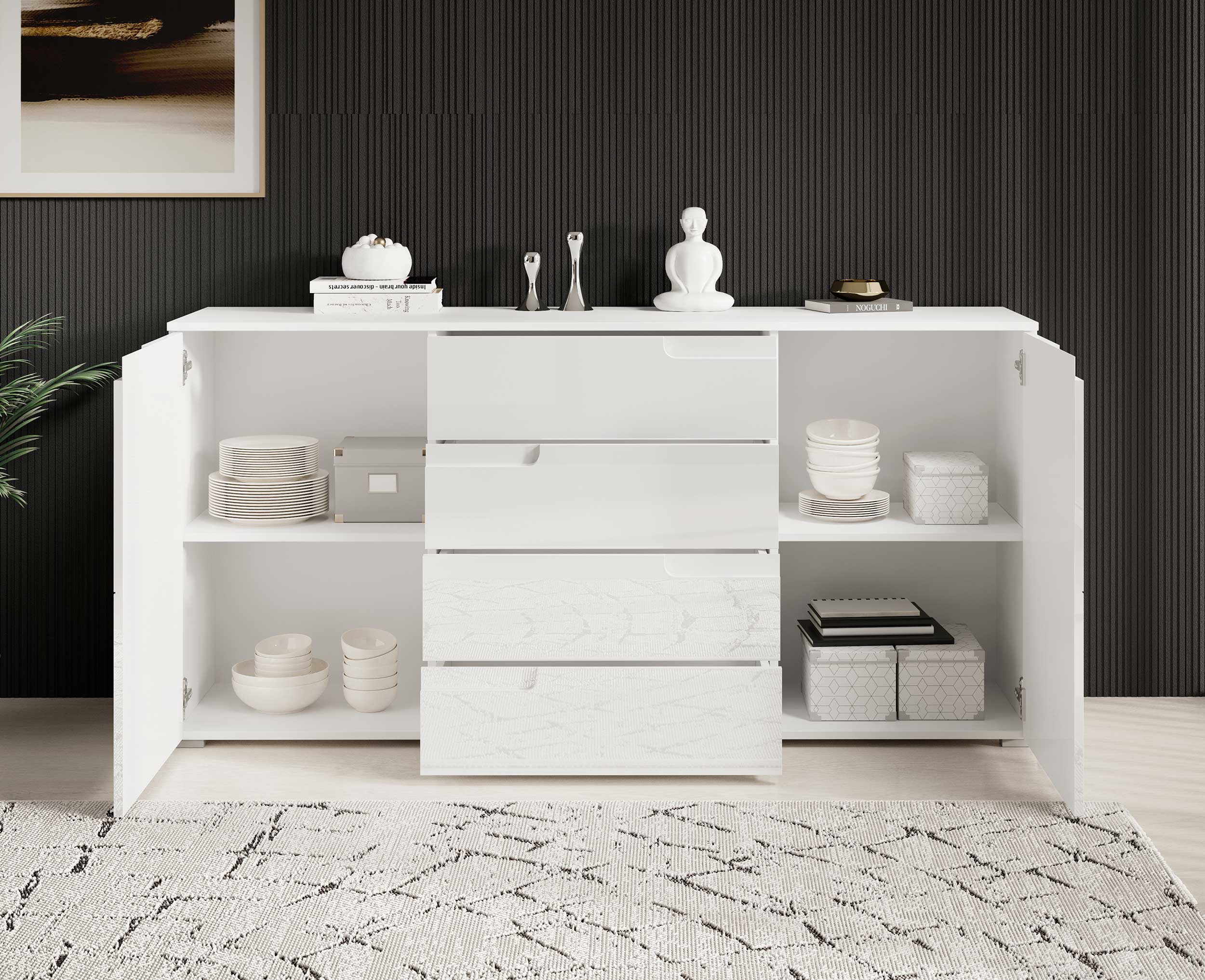 Commode Peso 2 portes 4 tiroirs - blanc - Image 4