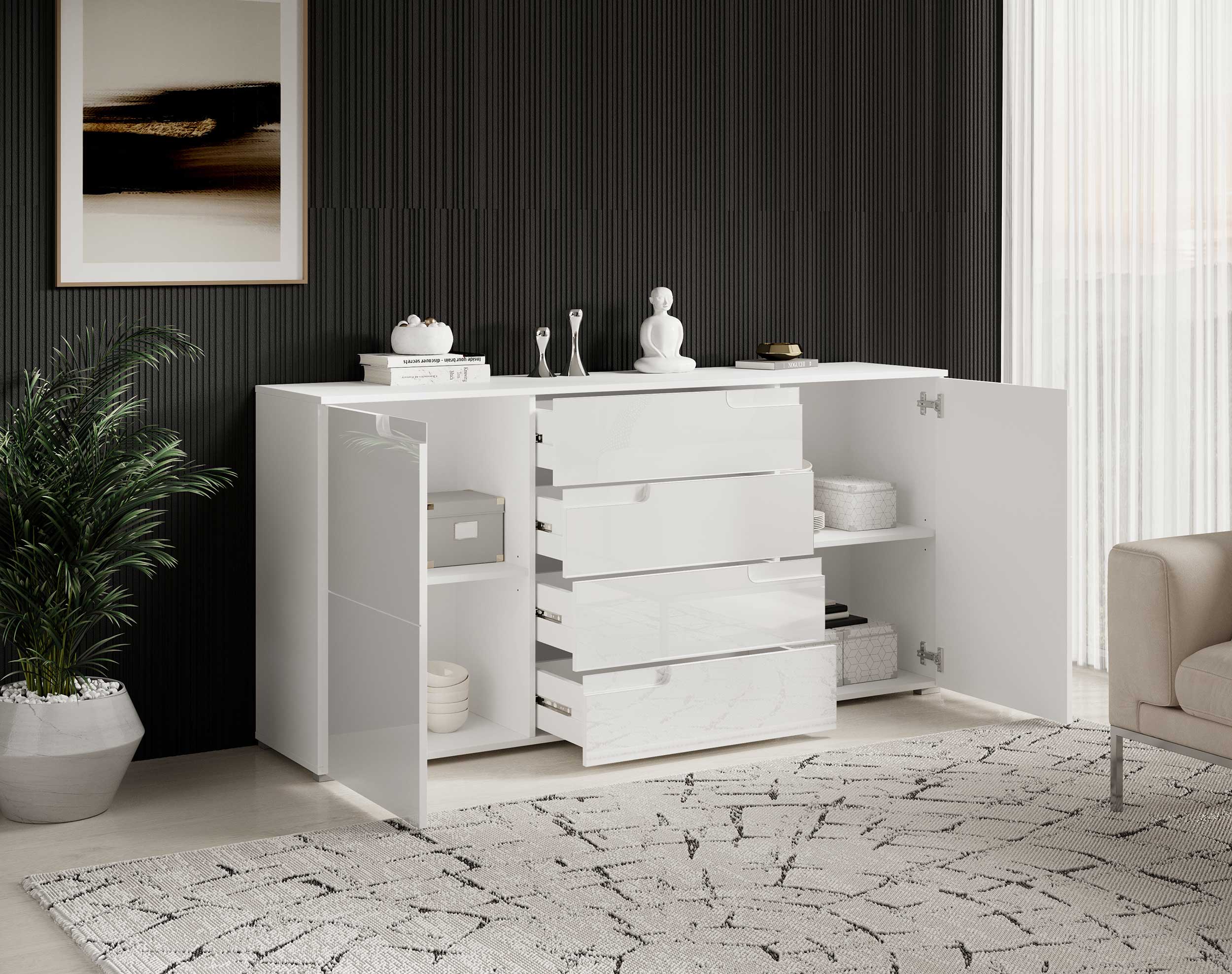 Commode Peso 2 portes 4 tiroirs - blanc - Image 6