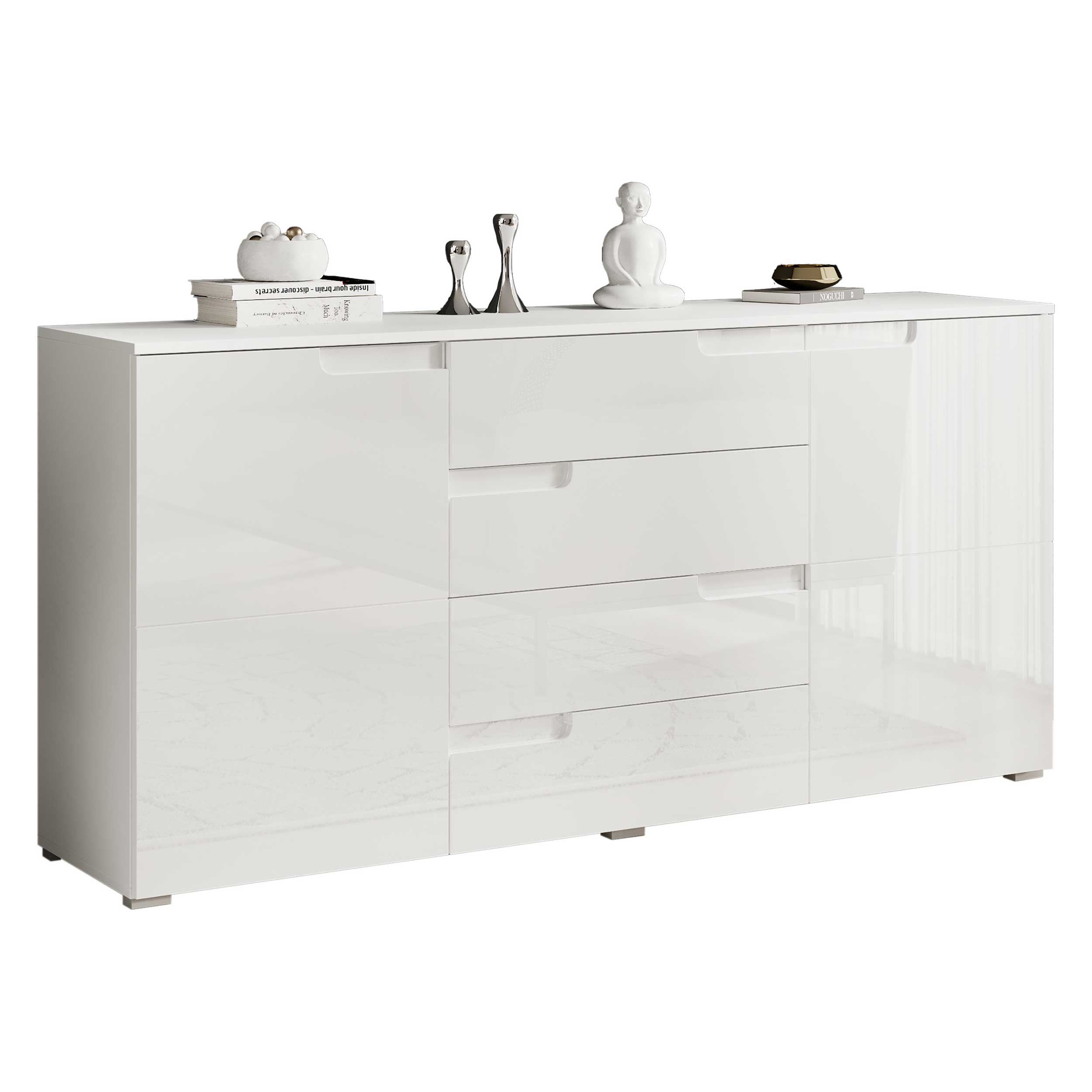 Commode Peso 2 portes 4 tiroirs - blanc - Image 9
