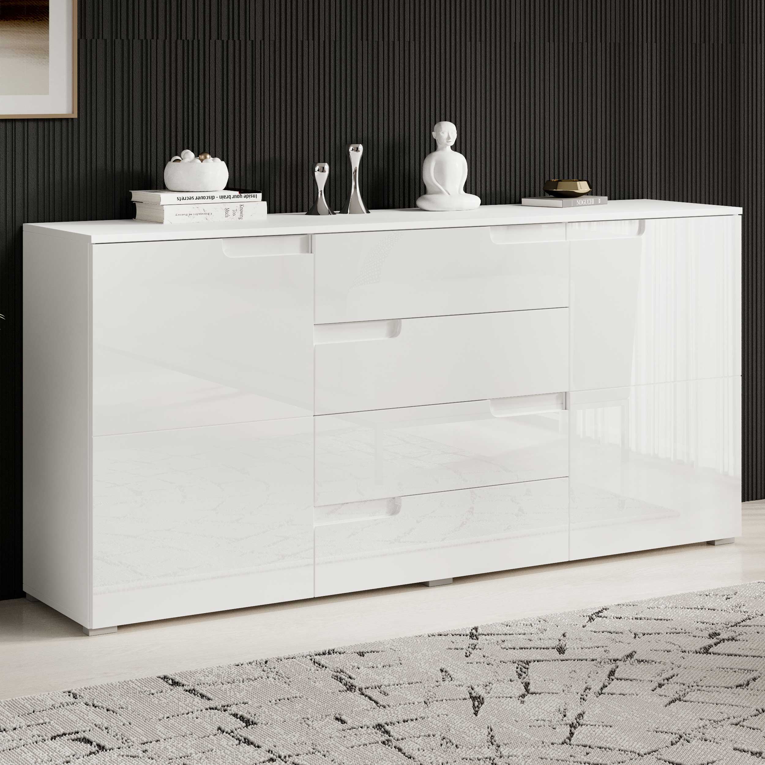 Commode Peso 2 portes 4 tiroirs - blanc