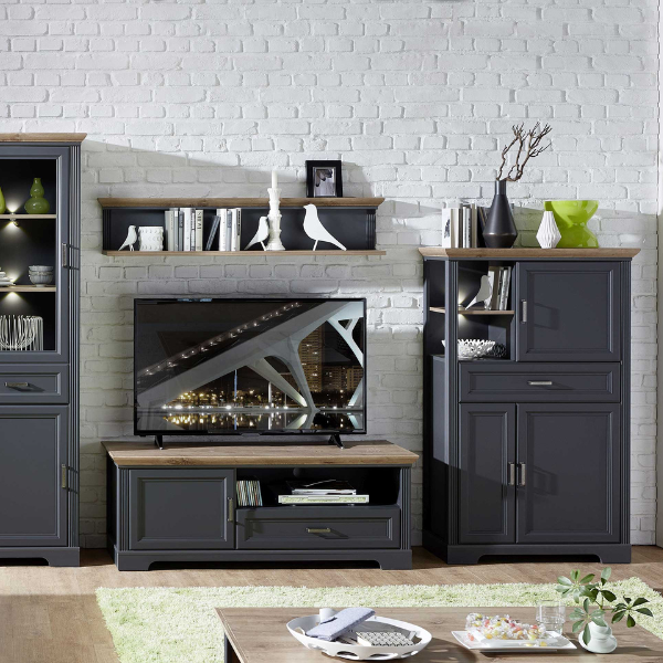 Commode Samine 3 portes & 1 tiroir - graphite/chêne - Image 4