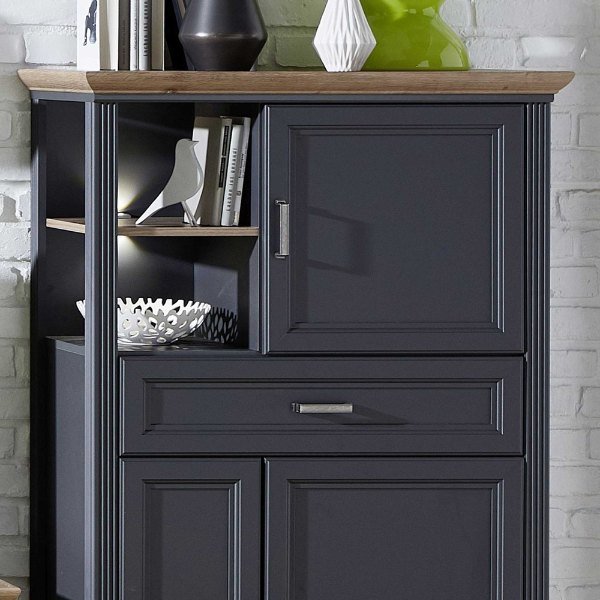 Commode Samine 3 portes & 1 tiroir - graphite/chêne - Image 5