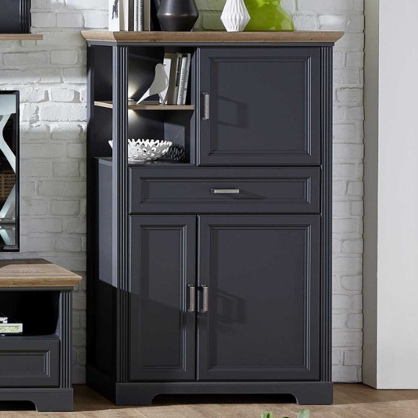 Commode Samine 3 portes & 1 tiroir - graphite/chêne