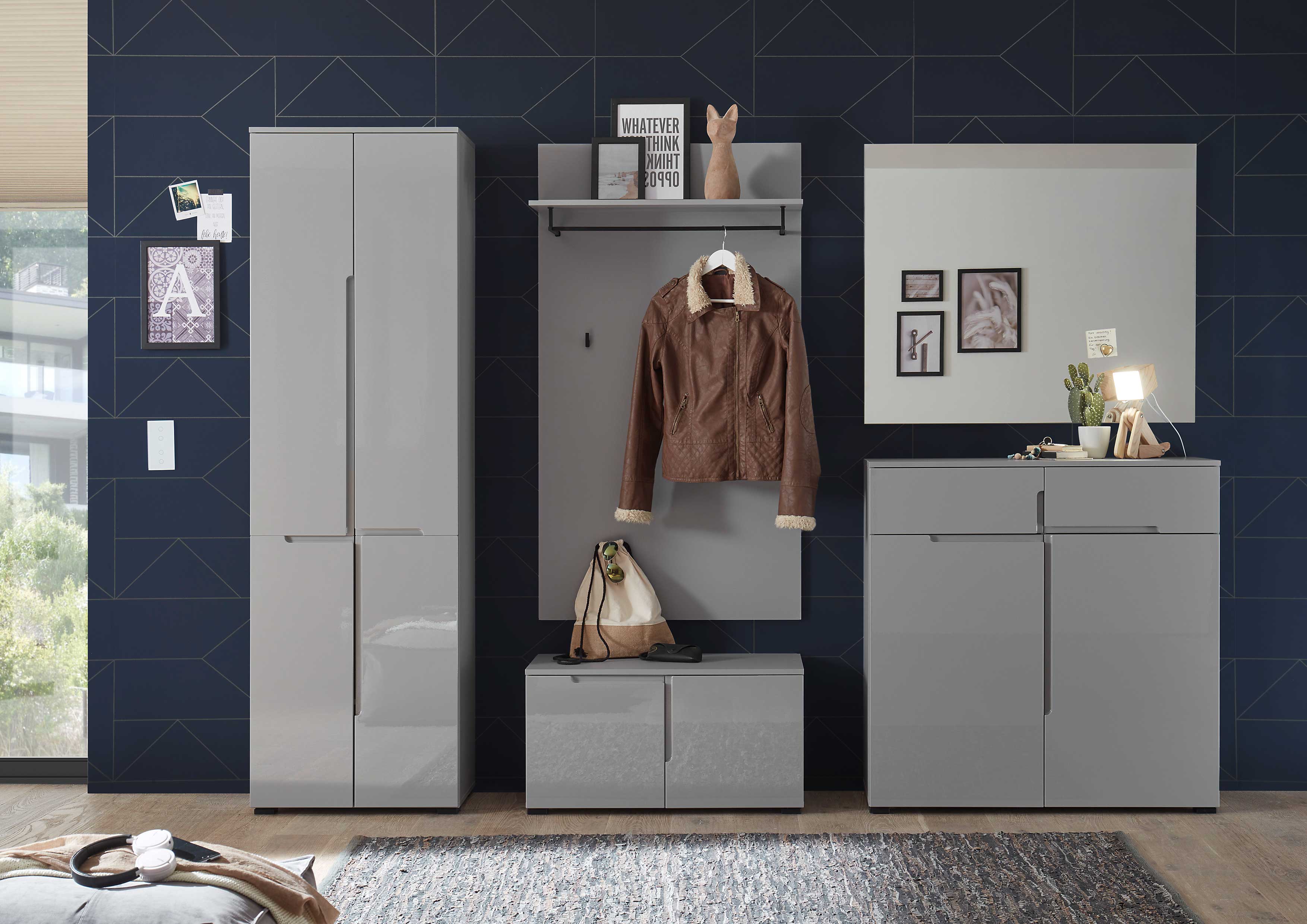 Commode Seta avec 2 portes et 2 tiroirs - gris brillant - Image 3