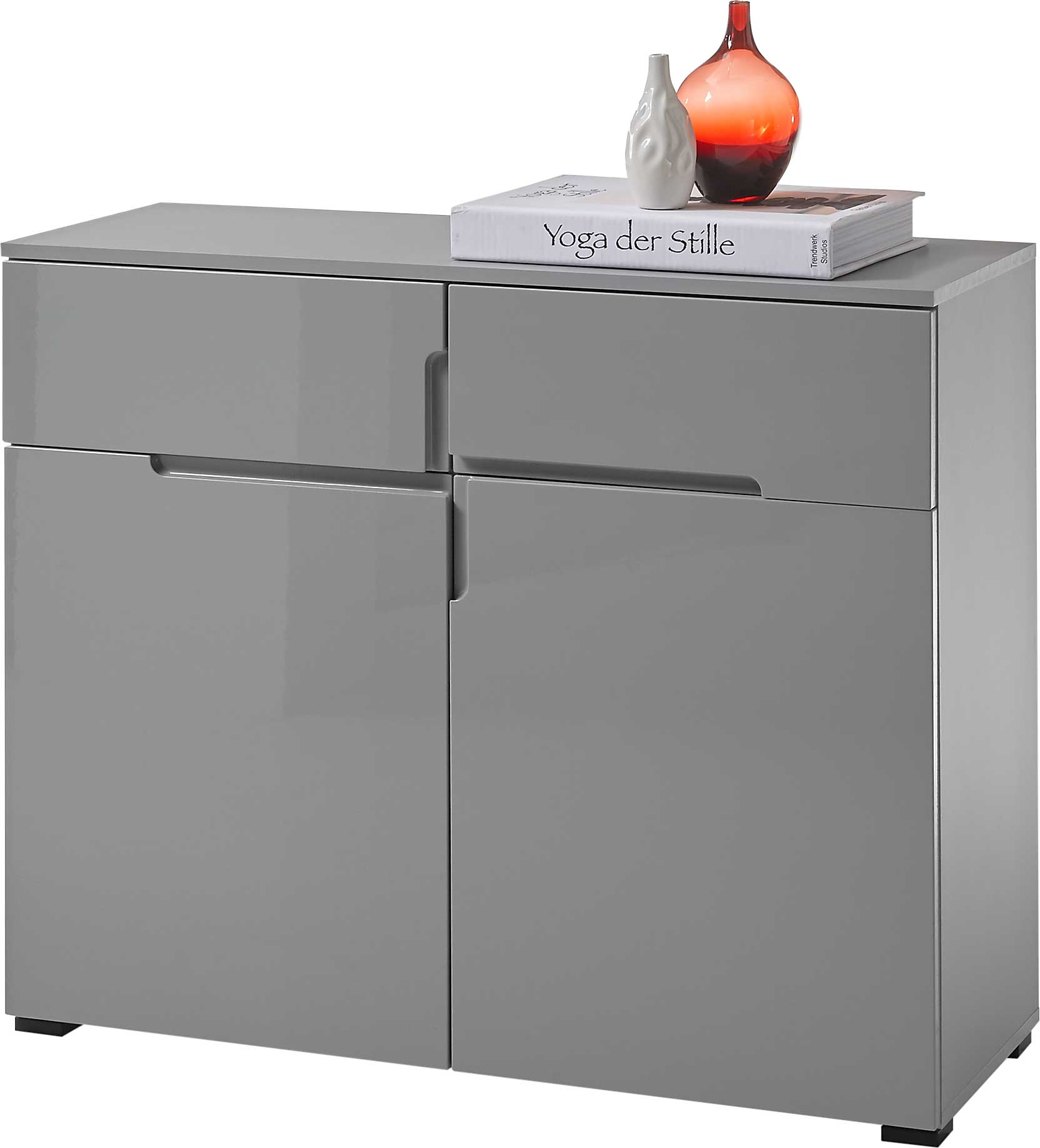 Commode Seta avec 2 portes et 2 tiroirs - gris brillant - Image 4