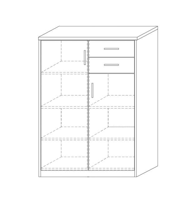 Commode Spacio 110cm 2 portes/2 tiroirs - chêne gris - Image 2