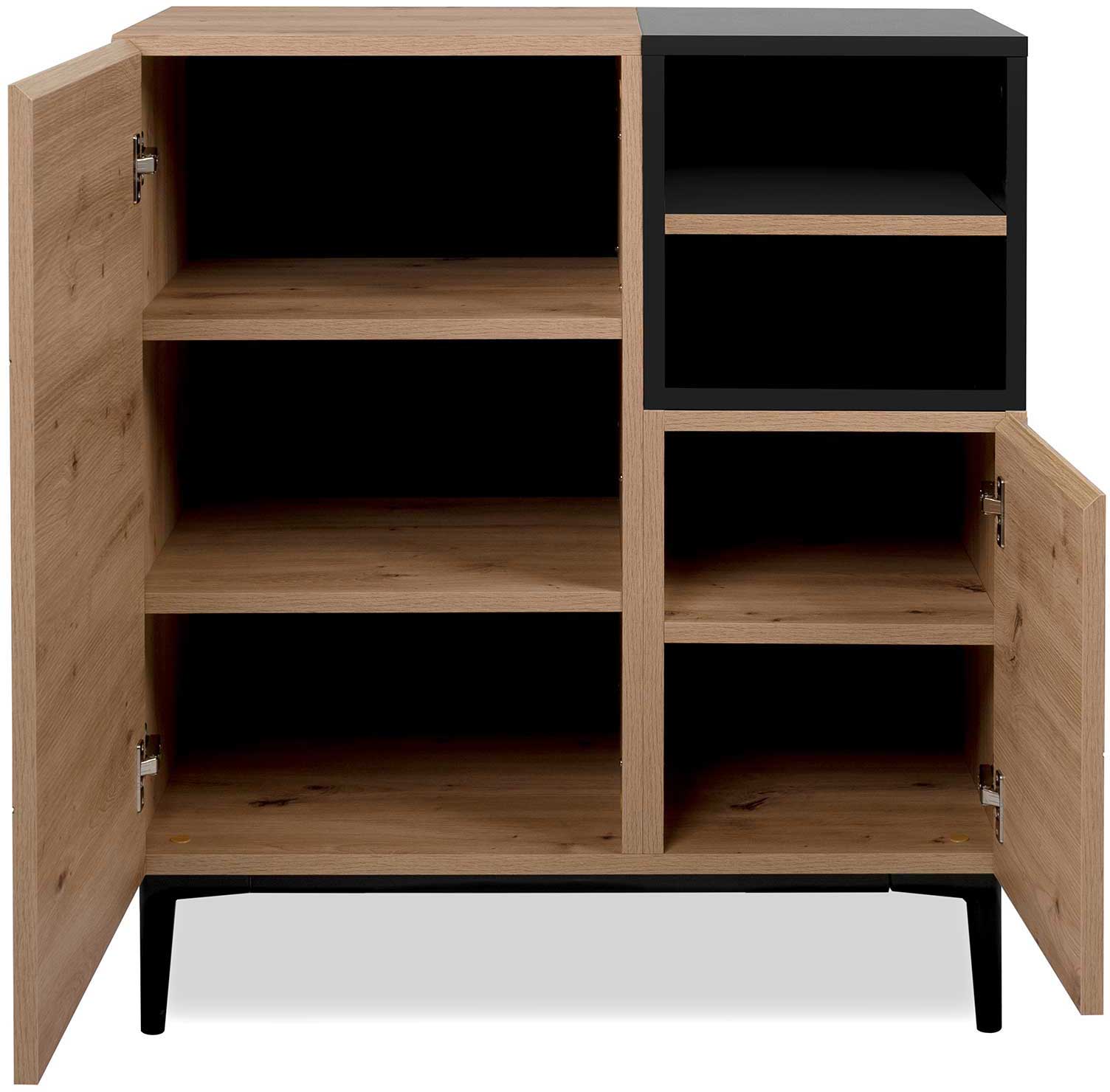 Commode Ted 80cm 2 portes - chêne/noir - Image 7