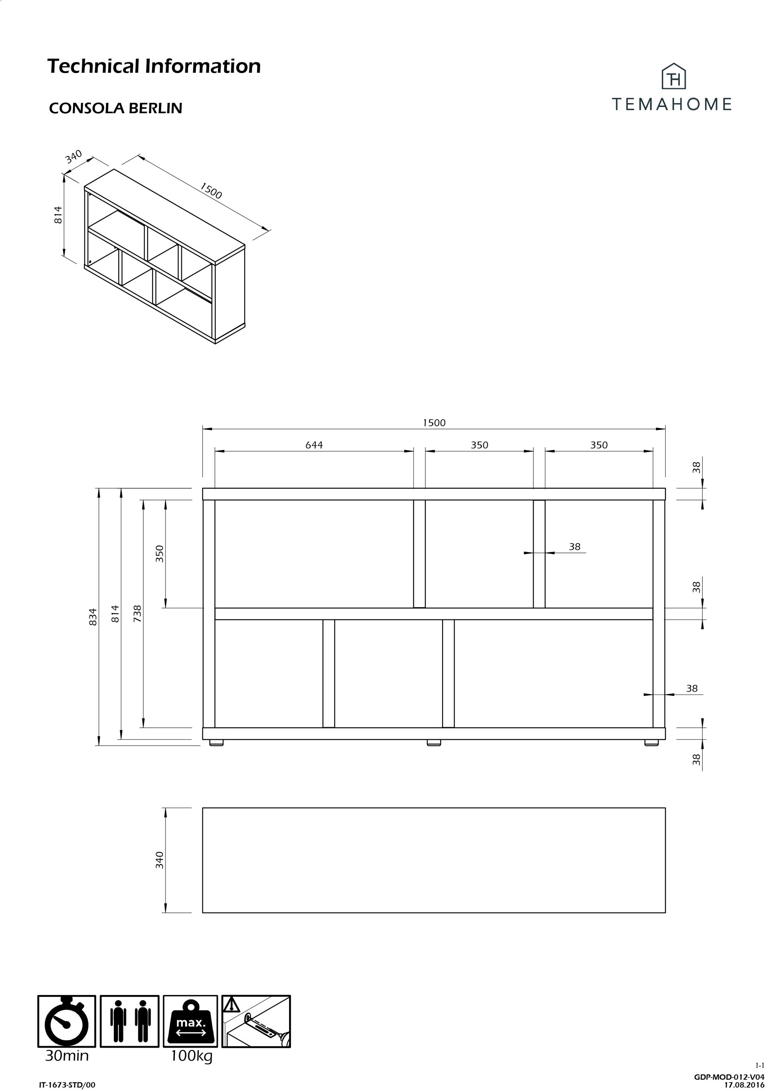 Console Berkeley 6 compartiments - béton - Image 2