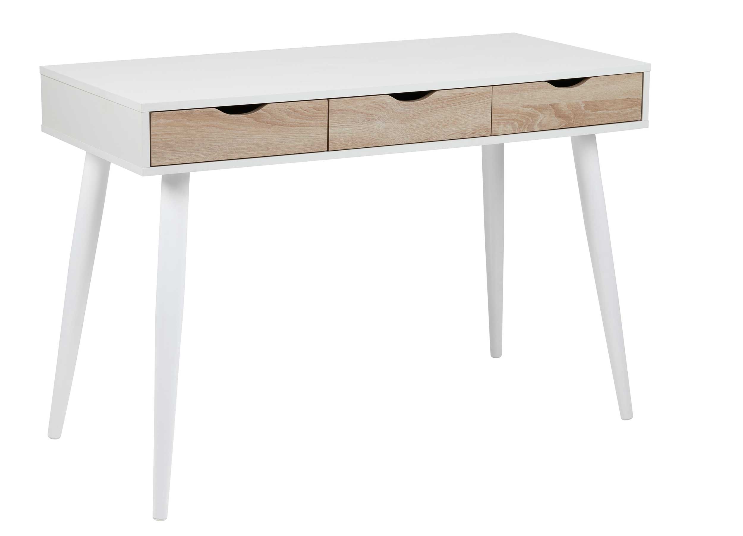 Console/bureau Jupiter 110 cm 3 tiroirs - blanc/chêne - Image 12