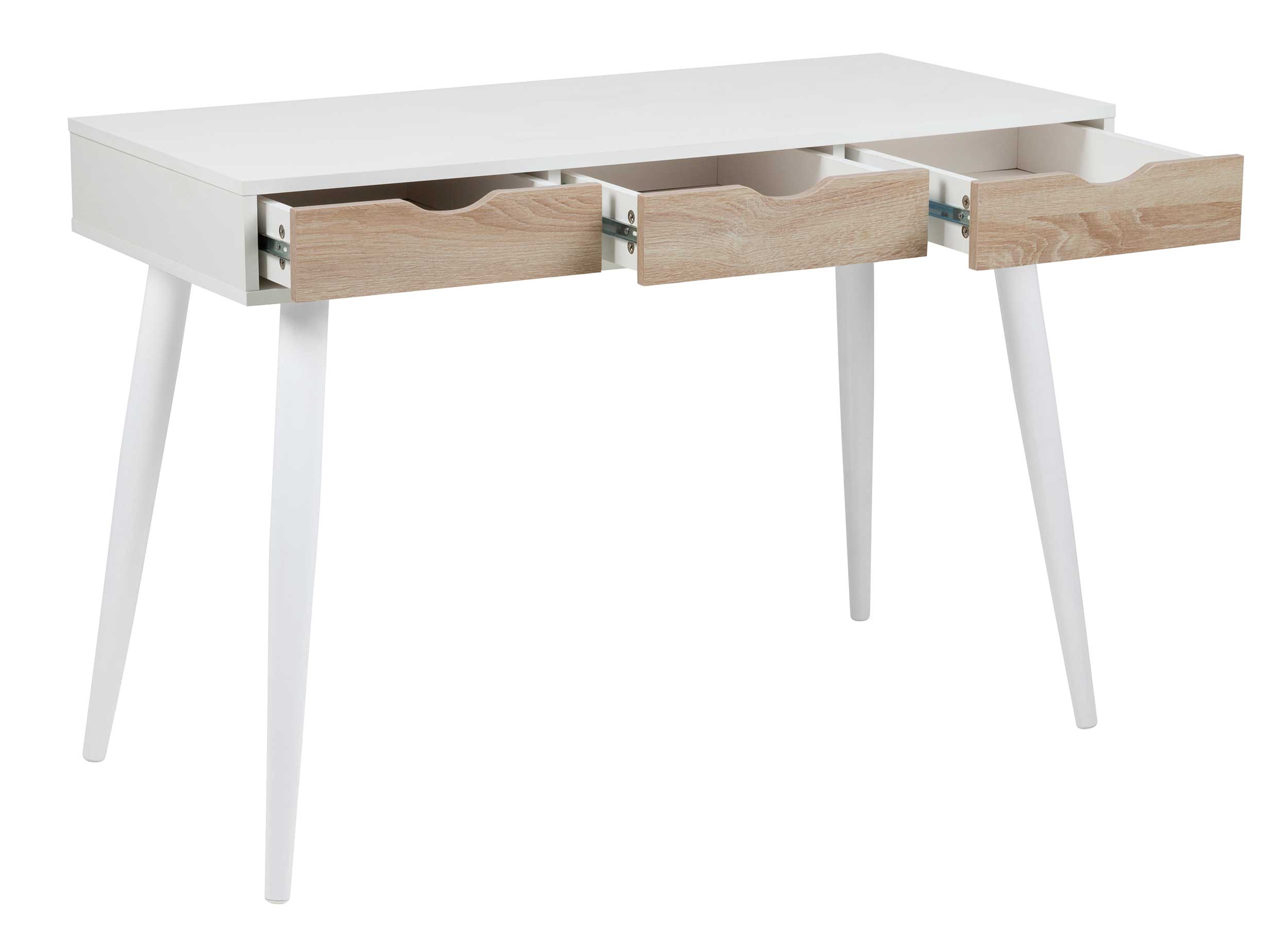 Console/bureau Jupiter 110 cm 3 tiroirs - blanc/chêne - Image 7