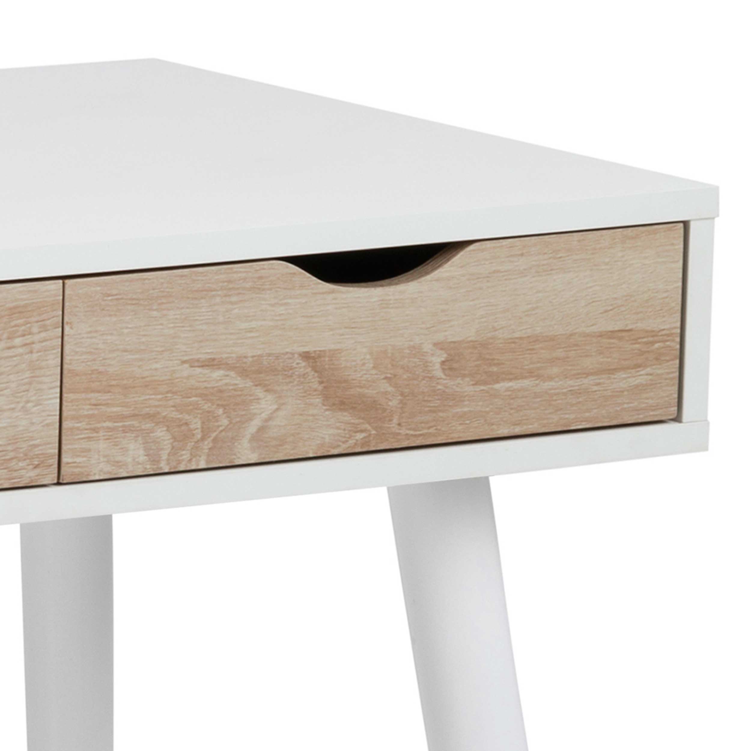 Console/bureau Jupiter 110 cm 3 tiroirs - blanc/chêne - Image 8