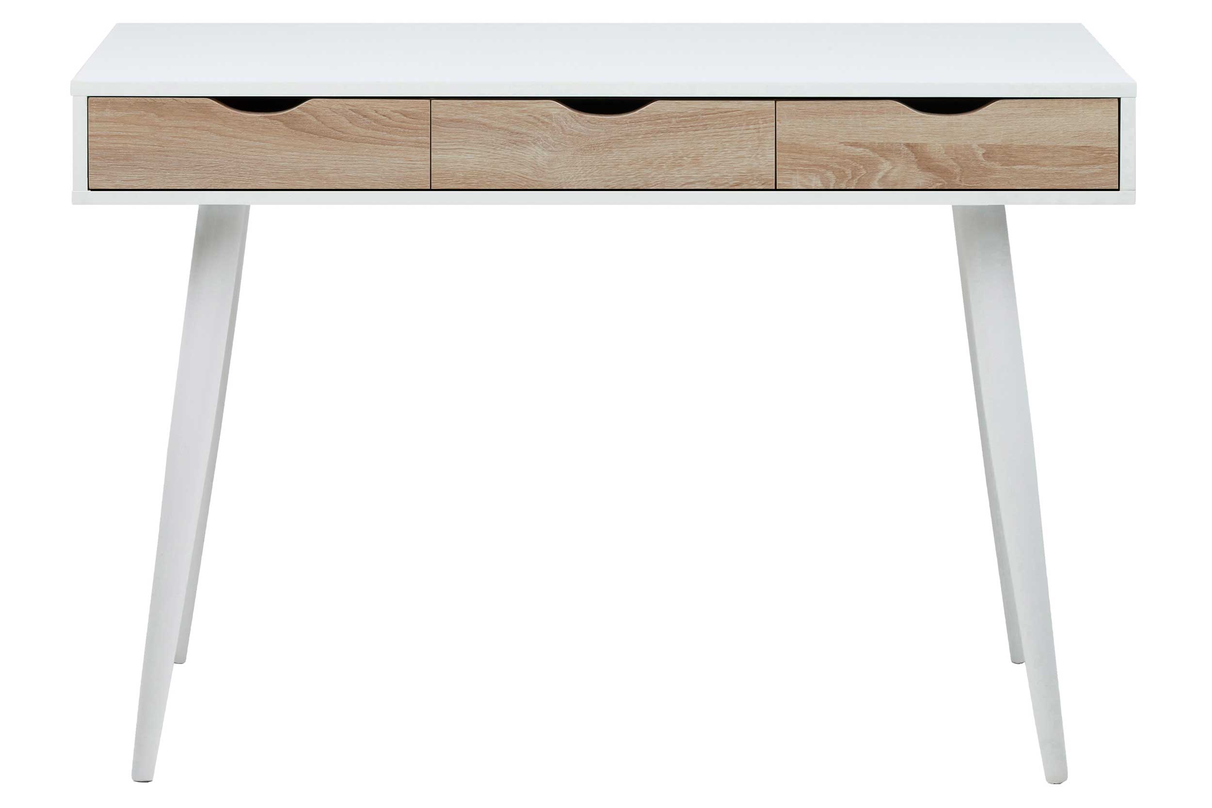 Console/bureau Jupiter 110 cm 3 tiroirs - blanc/chêne - Image 9