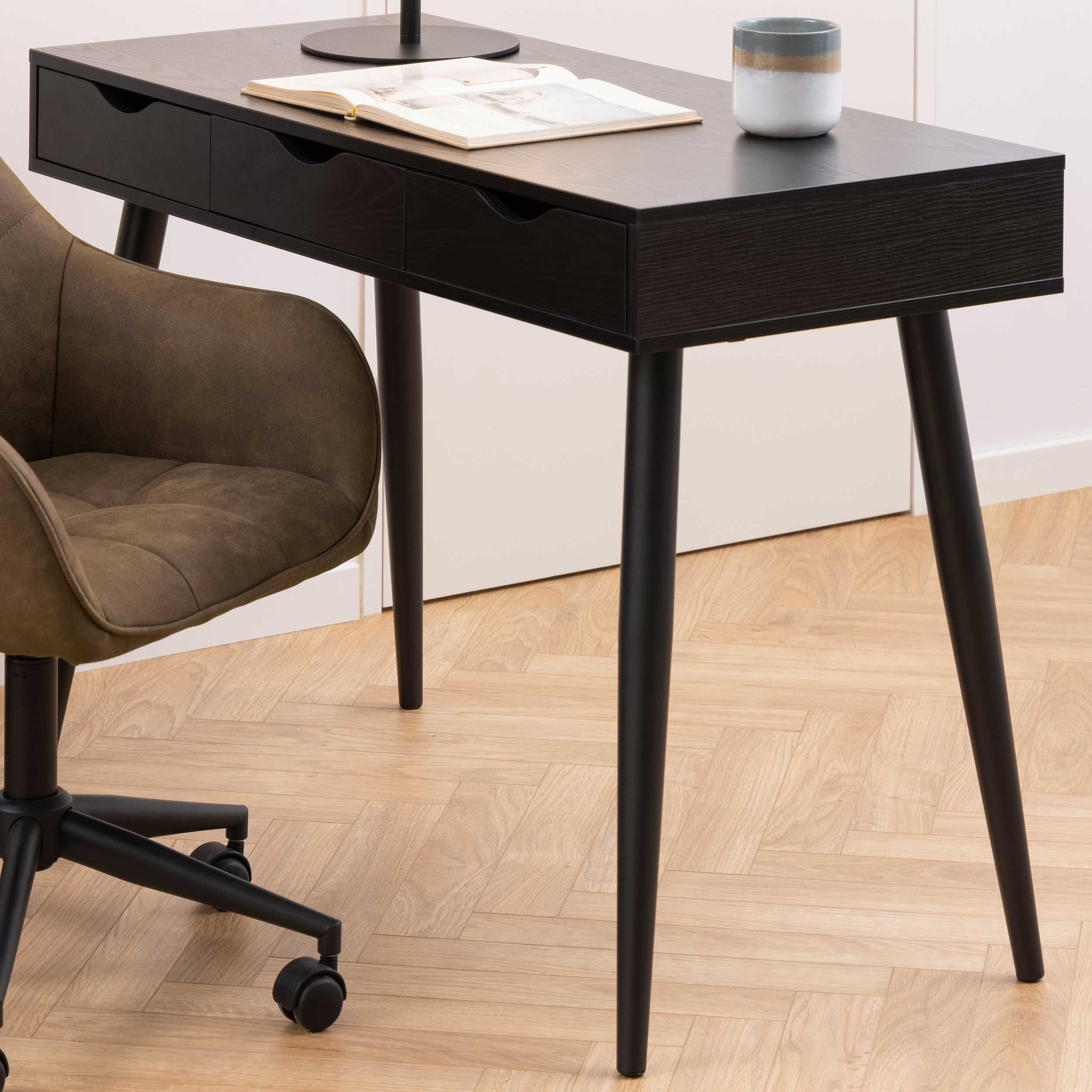 Console/bureau Jupiter 110 cm 3 tiroirs - noir - Image 1