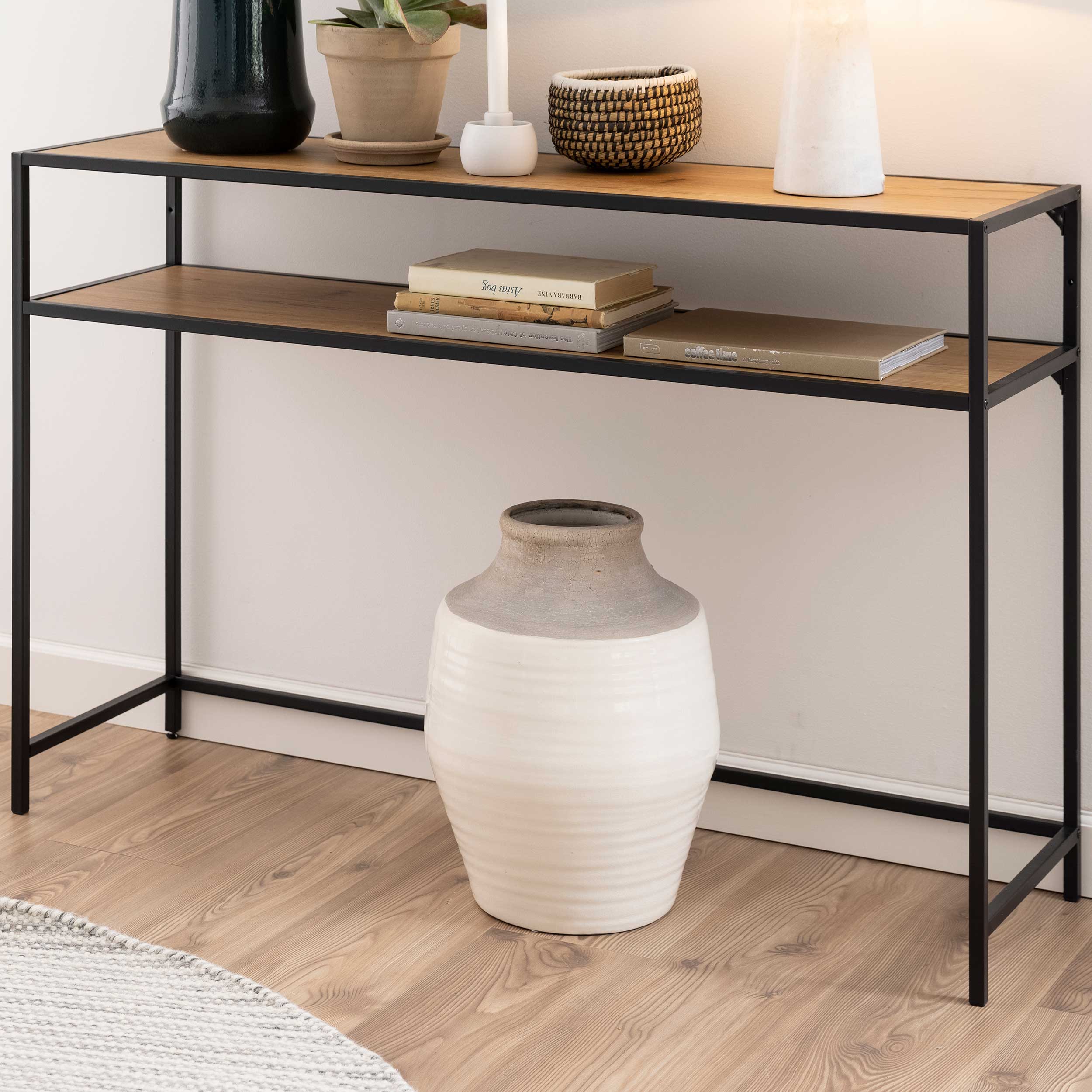 Console Dover 120cm industriel - noir/chêne sauvage - Image 1