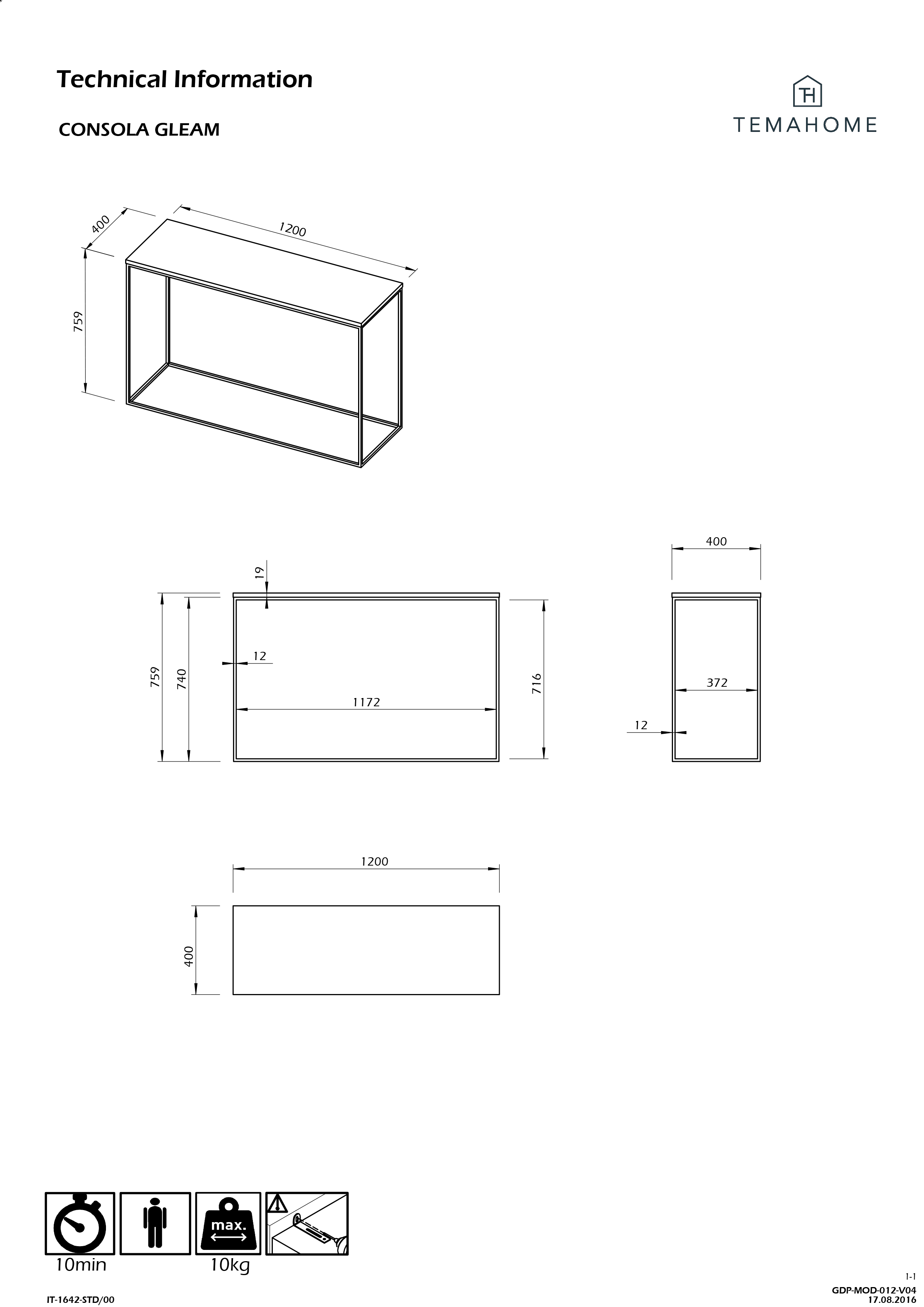 Console Gleam 120cm - noyer/acier - Image 3