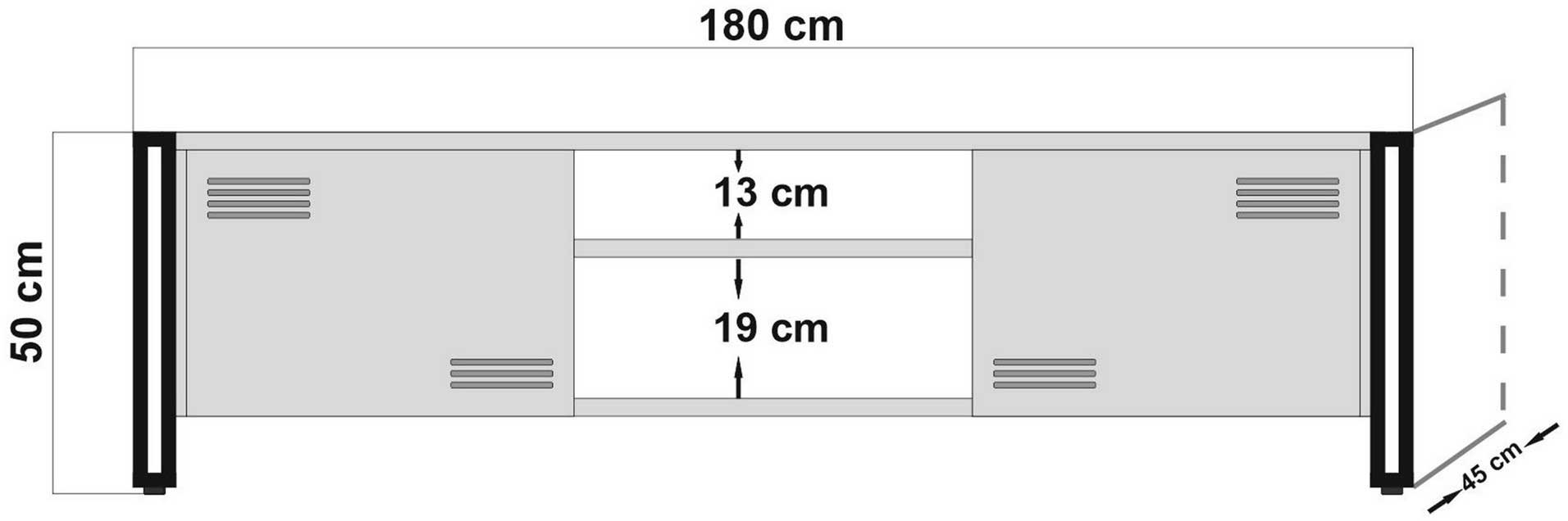 Cosmo Meuble TV | 100 % MÉLAMINE | Pin Atlantique, noir - Image 2