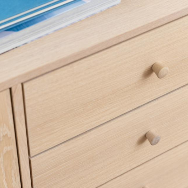 Crédence Aston 160x40 cm 2 portes et 3 tiroirs - chêne blanc - Image 2