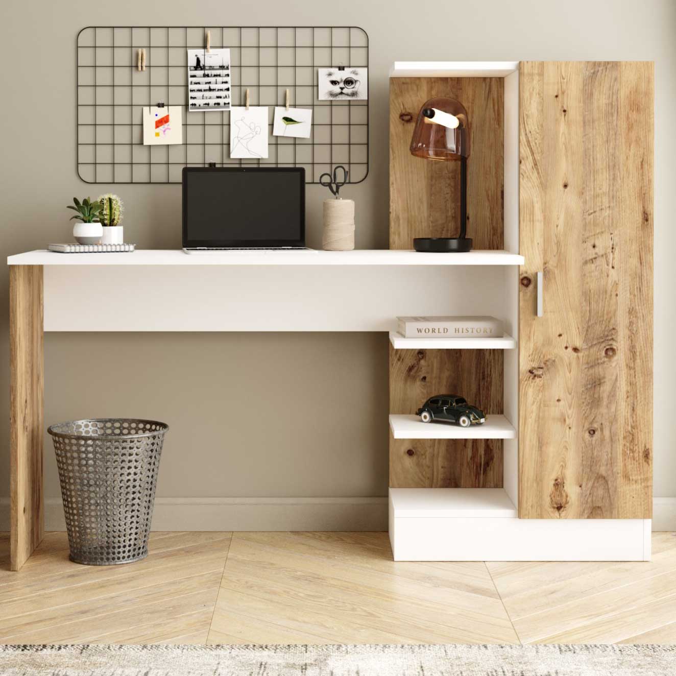 CT2 Bureau d'étude | 100 % MÉLAMINE | Pin Atlantique, blanc - Image 1