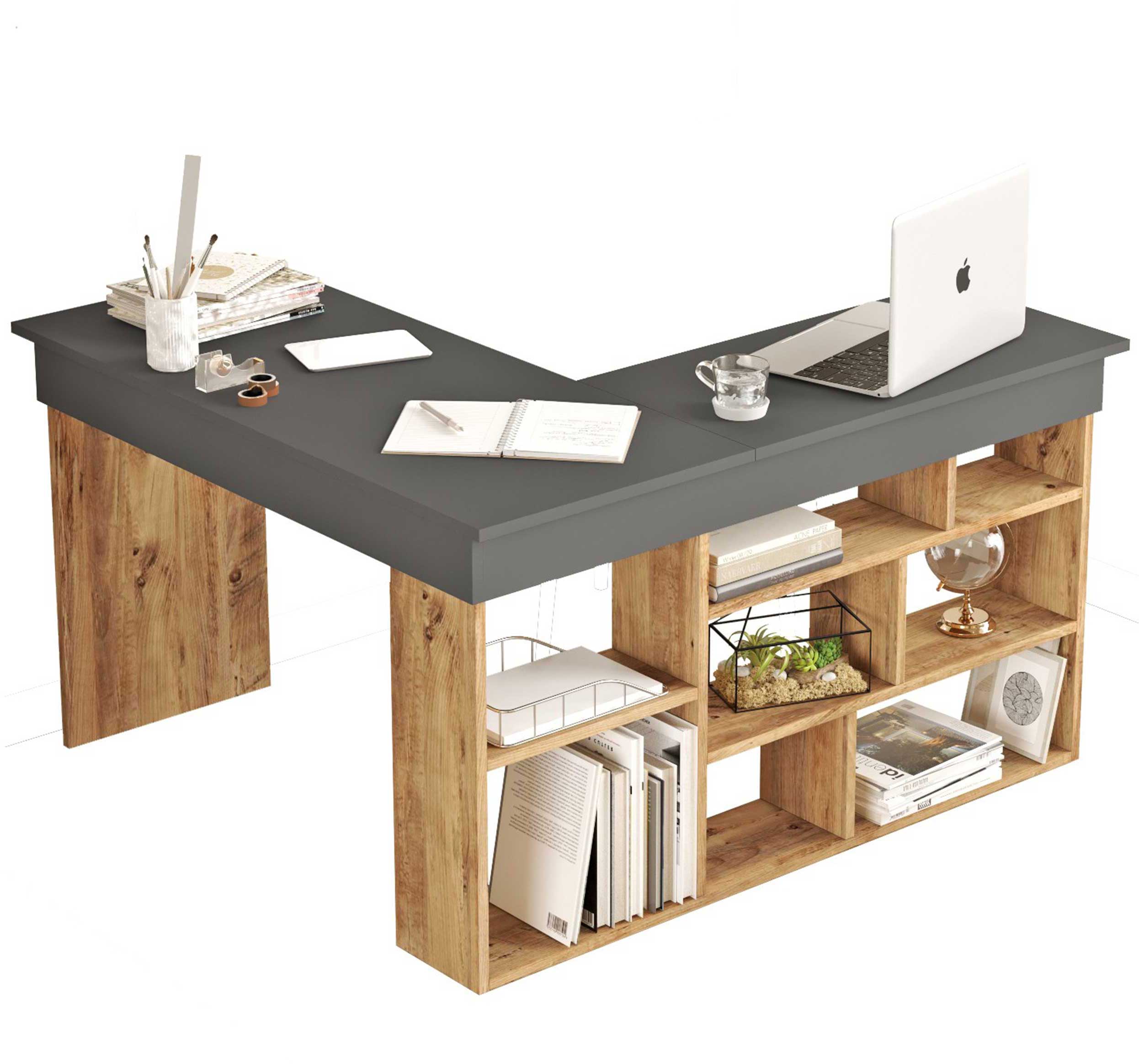 CT5 Bureau d'étude | 100 % MÉLAMINE | Pin Atlantique, Anthracite - Image 3