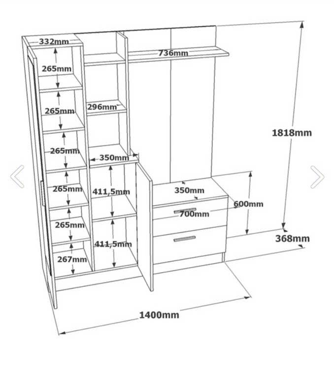DD5 Meuble d'entrée | 100 % MÉLAMINE | Pin Atlantique, Anthracite - Image 2