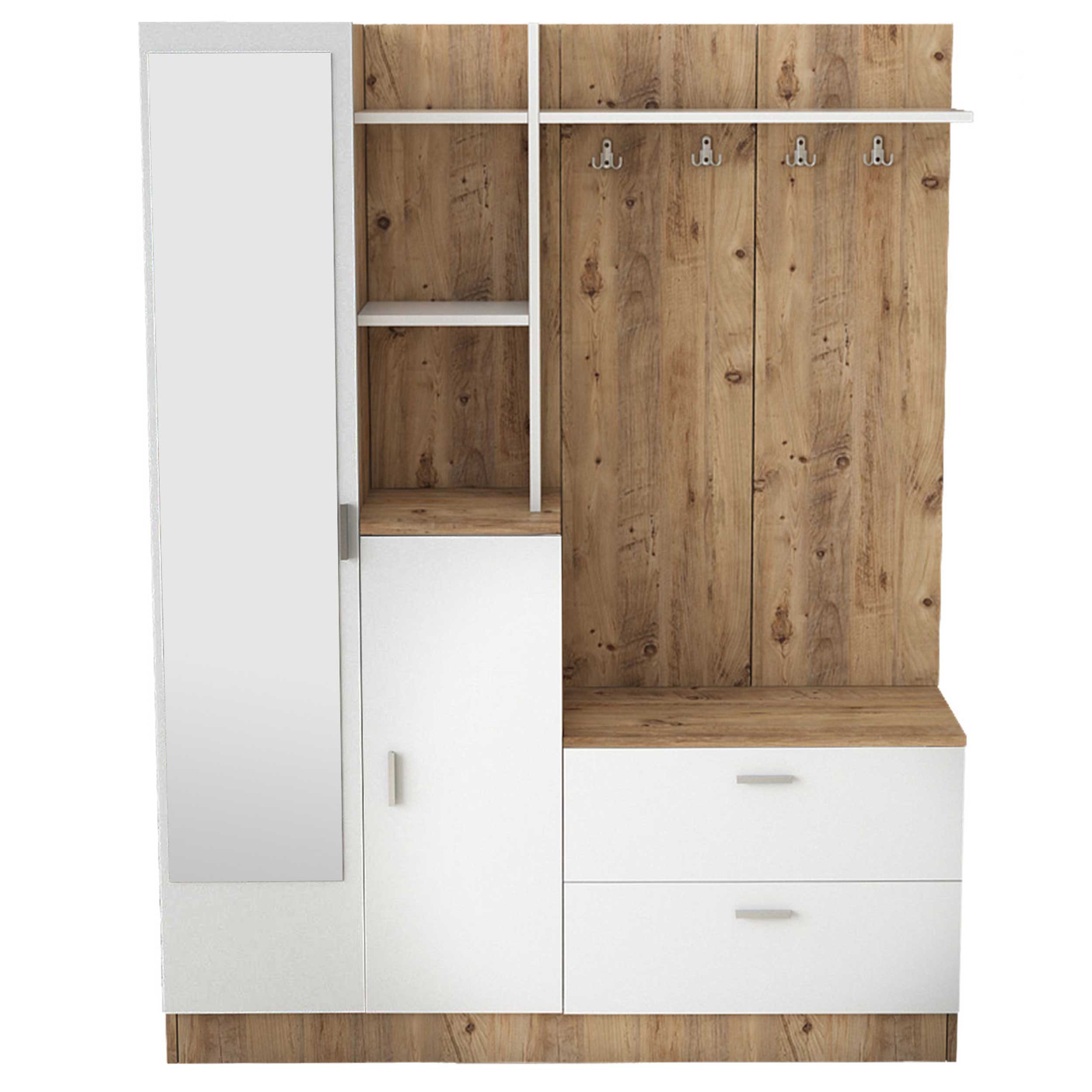 DD5 Meuble d'entrée | 100 % MÉLAMINE | Pin Atlantique, blanc - Image 8