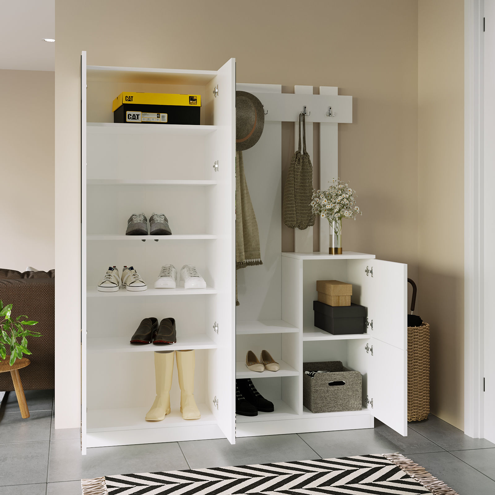 DD8 Meuble d'entrée | 100 % MÉLAMINE | Blanc - Image 2