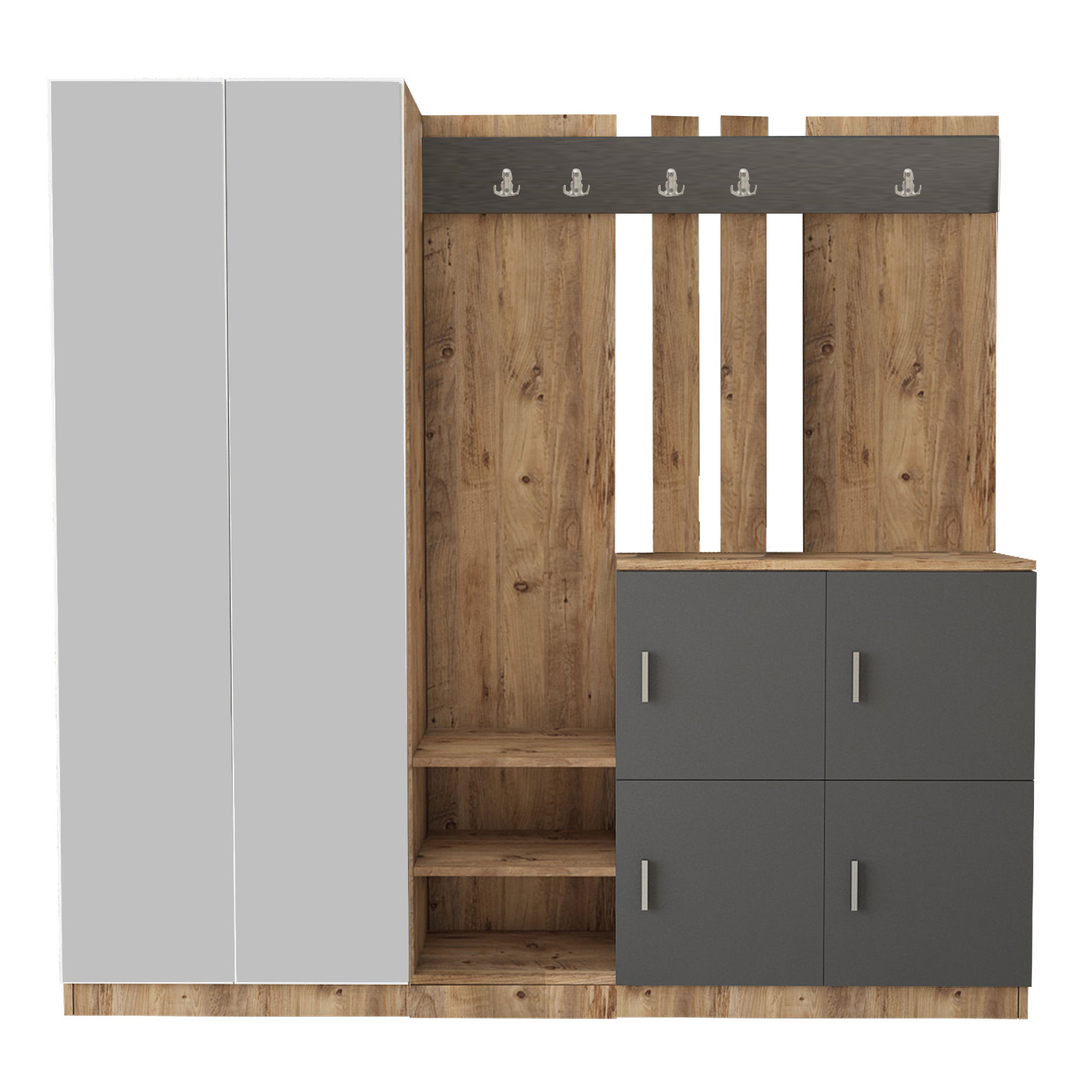 DD9 Meuble d'entrée | 100 % MÉLAMINE | Pin Atlantique, Anthracite - Image 5