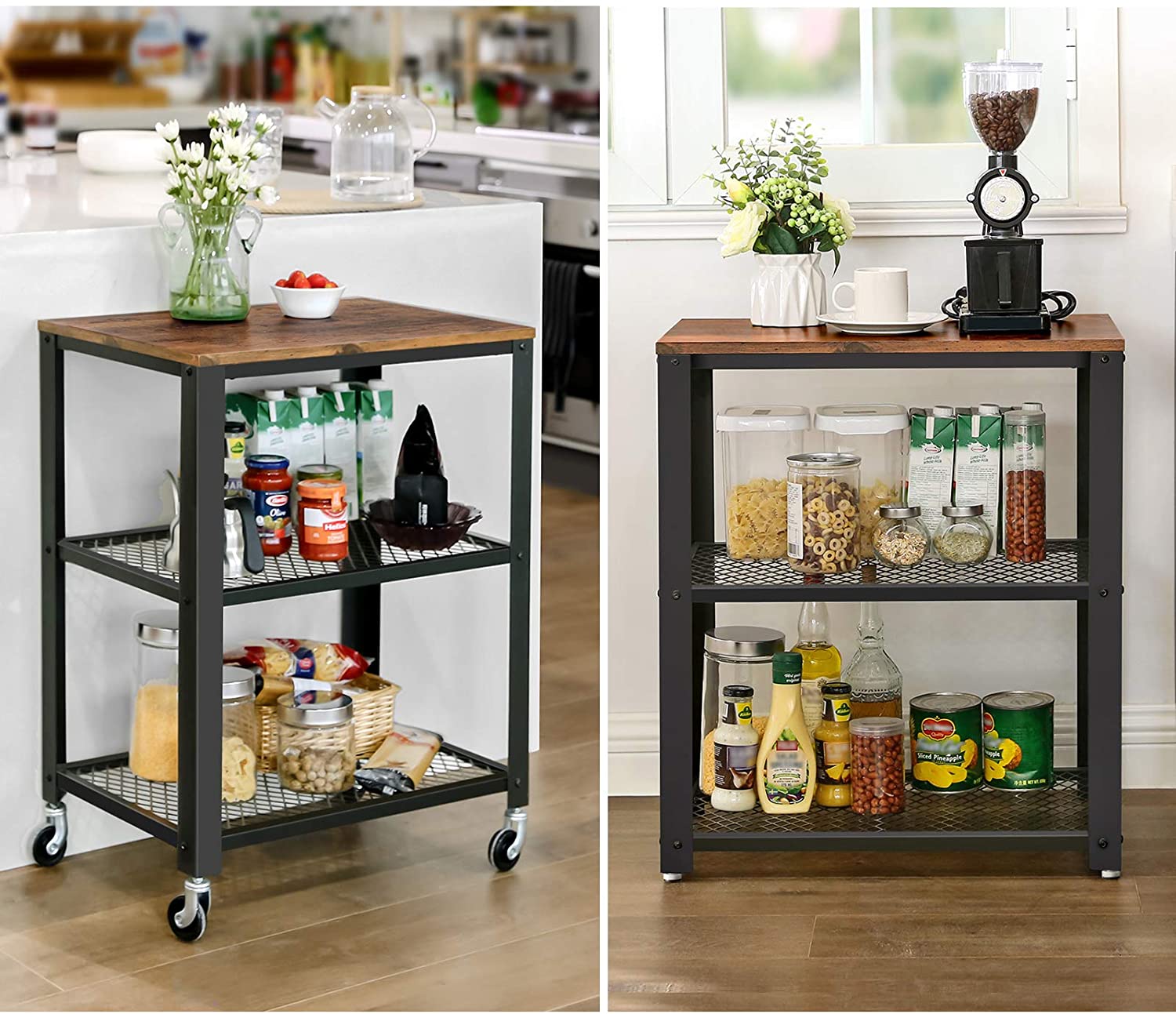 Desserte Bill 2 tablettes - brun rustique/noir - Image 4