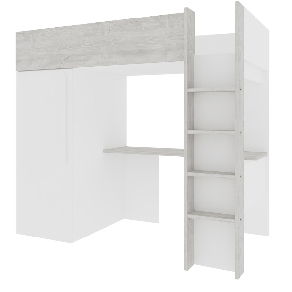 Dormant haut Bo9 90x200 cm avec bureau et armoire - blanc - Image 8