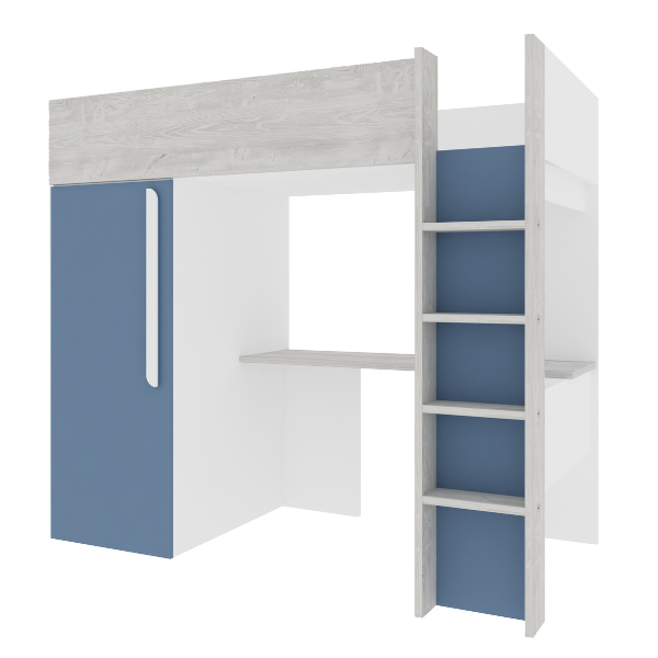 Dormeur haut Bo9 90x200 cm avec bureau et armoire - bleu - Image 8