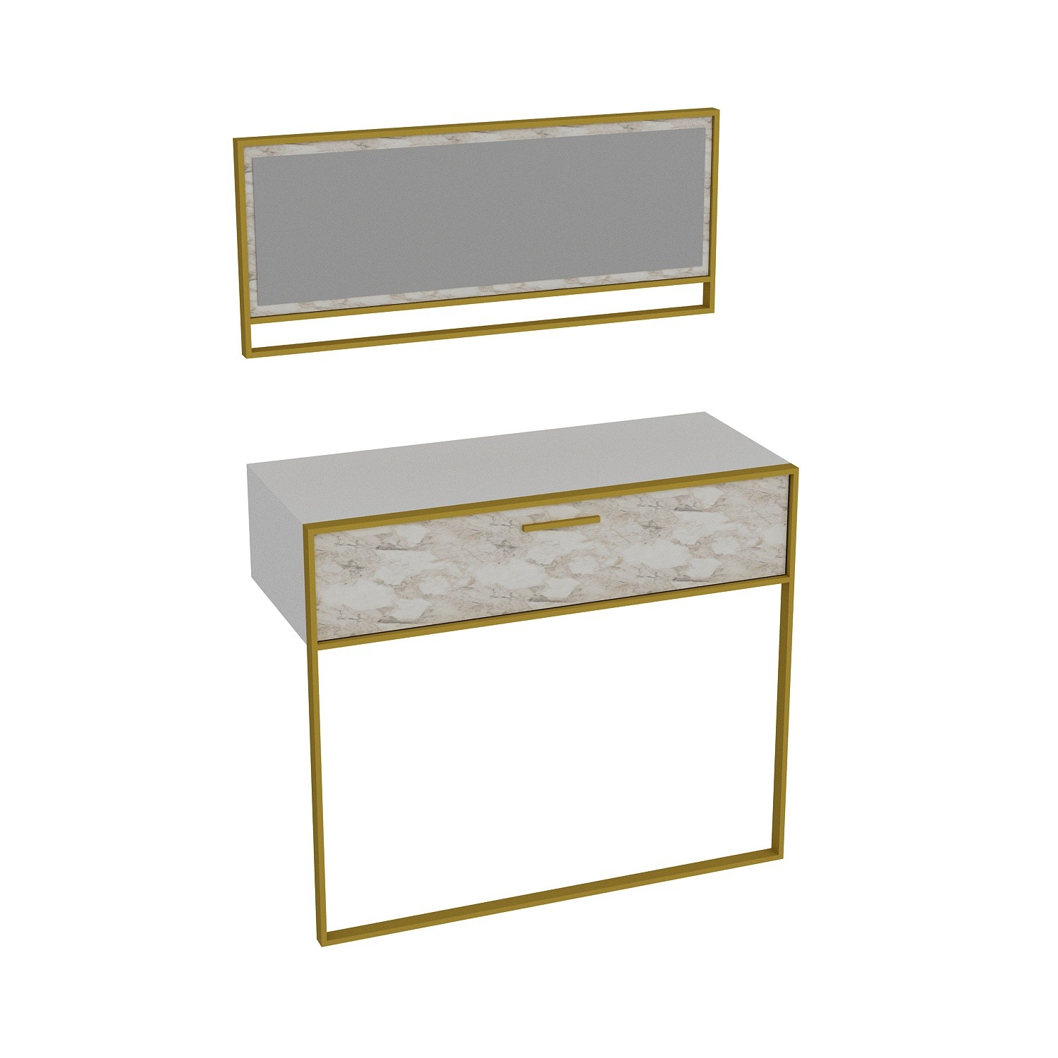 Elegant Cozy Sideboard | 100% Melamine | Metal Legs | Marble Pattern | Gold White - Image 6