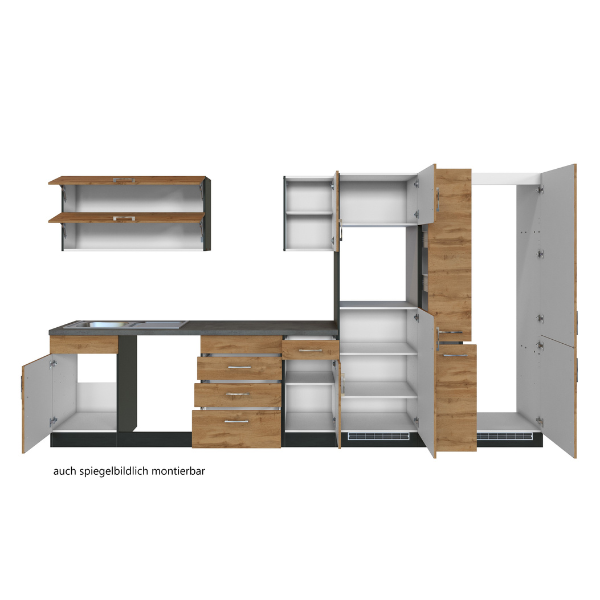 Elément de cuisine Sorrella 360cm avec espace pour lave-vaisselle, four, réfrigérateur et congélateur - blanc/chêne - Image 12