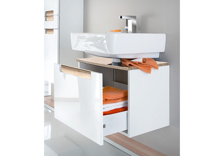 Élément lavabo Siena 60cm - blanc/brun - Image 4