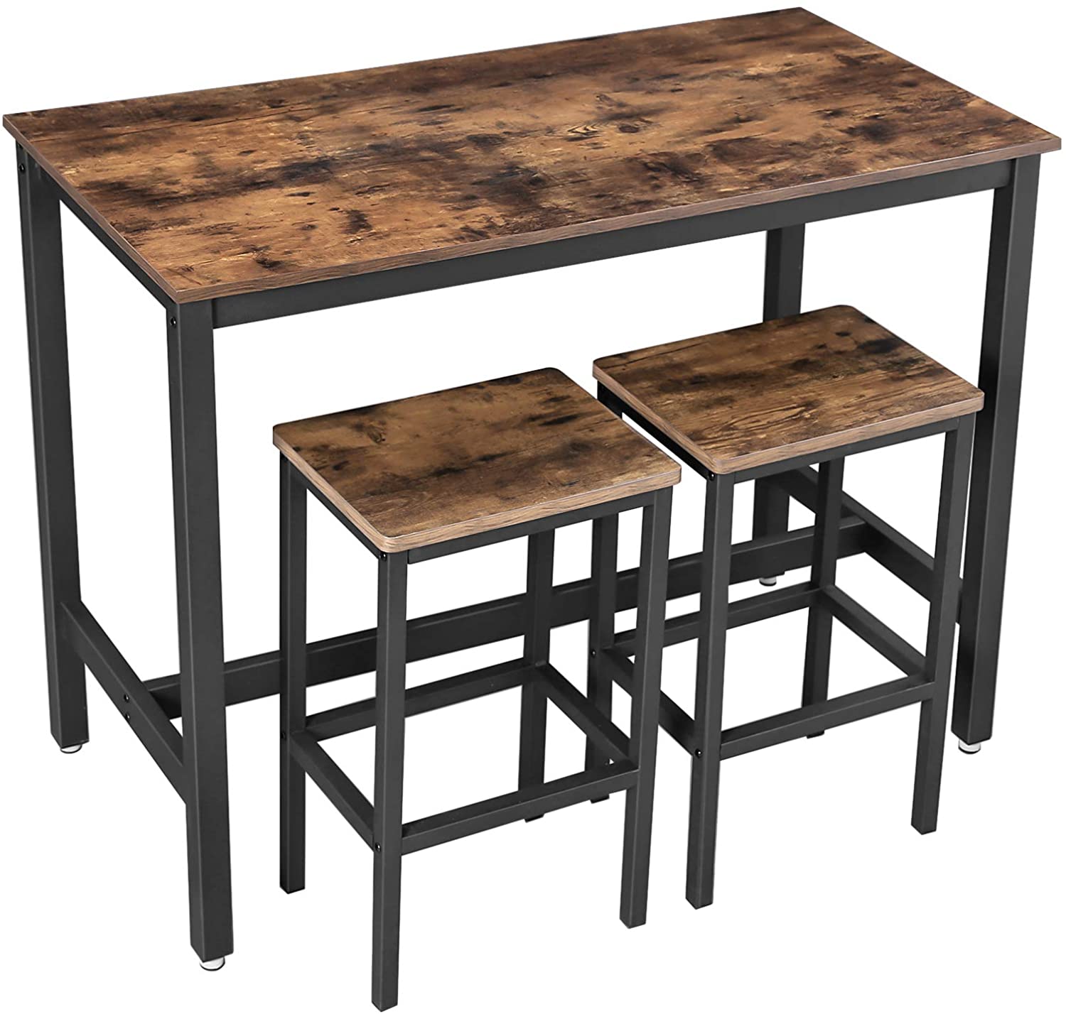 Ensembe table et 2 tabourets de bar Isolde 120x60 - brun/noir - Image 5