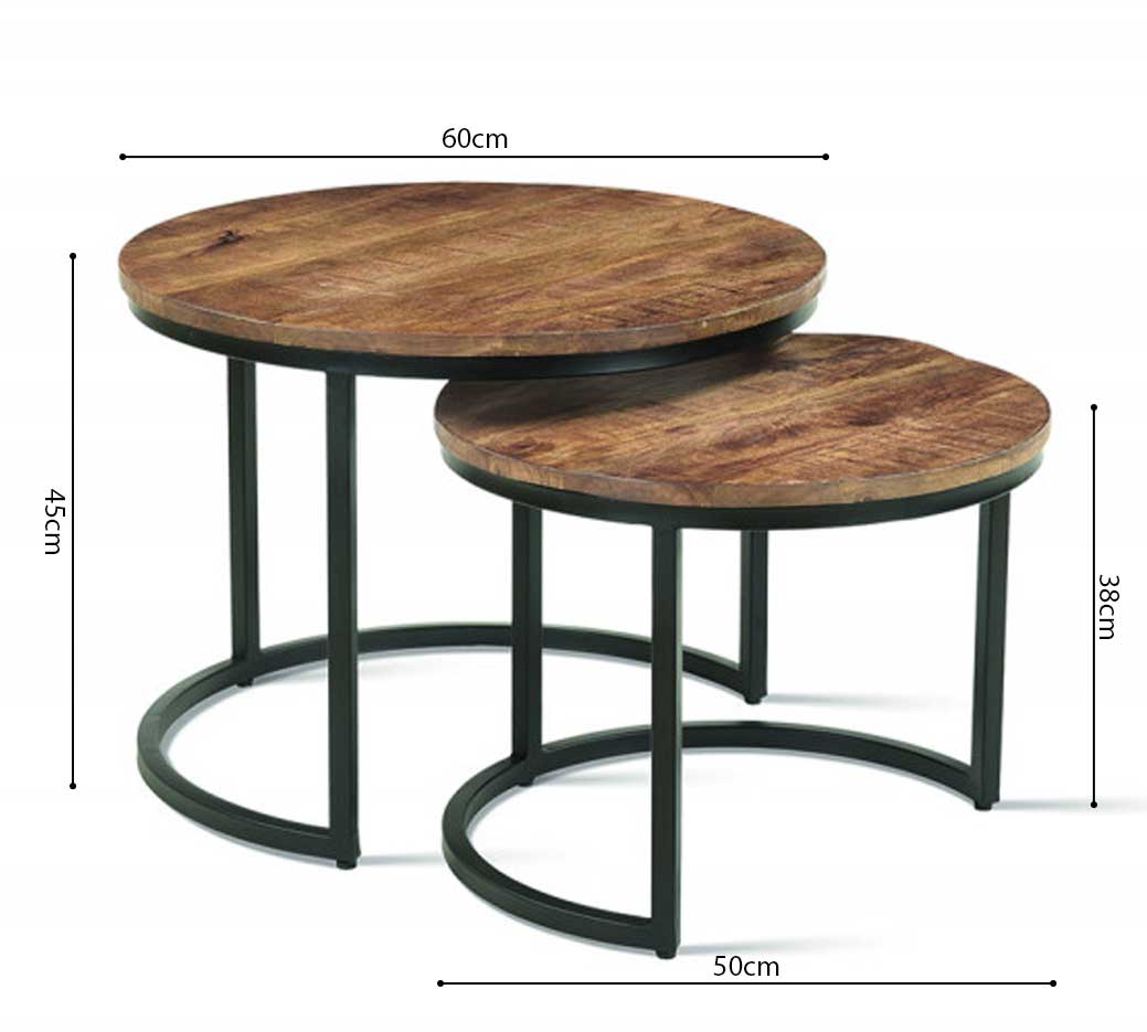 Ensemble de 2 tables basses Gaja-bois de mango - Image 2
