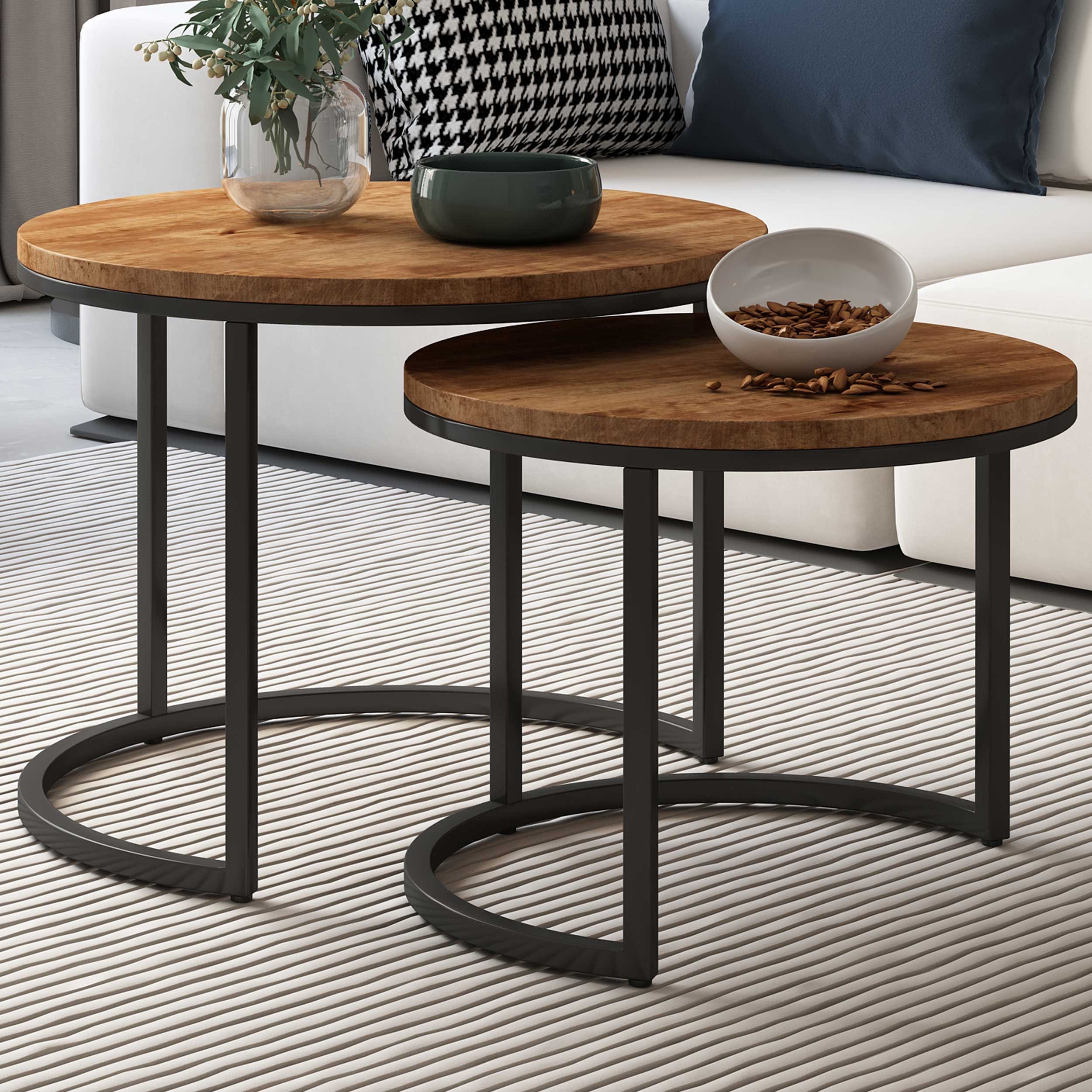 Ensemble de 2 tables basses Gaja-bois de mango