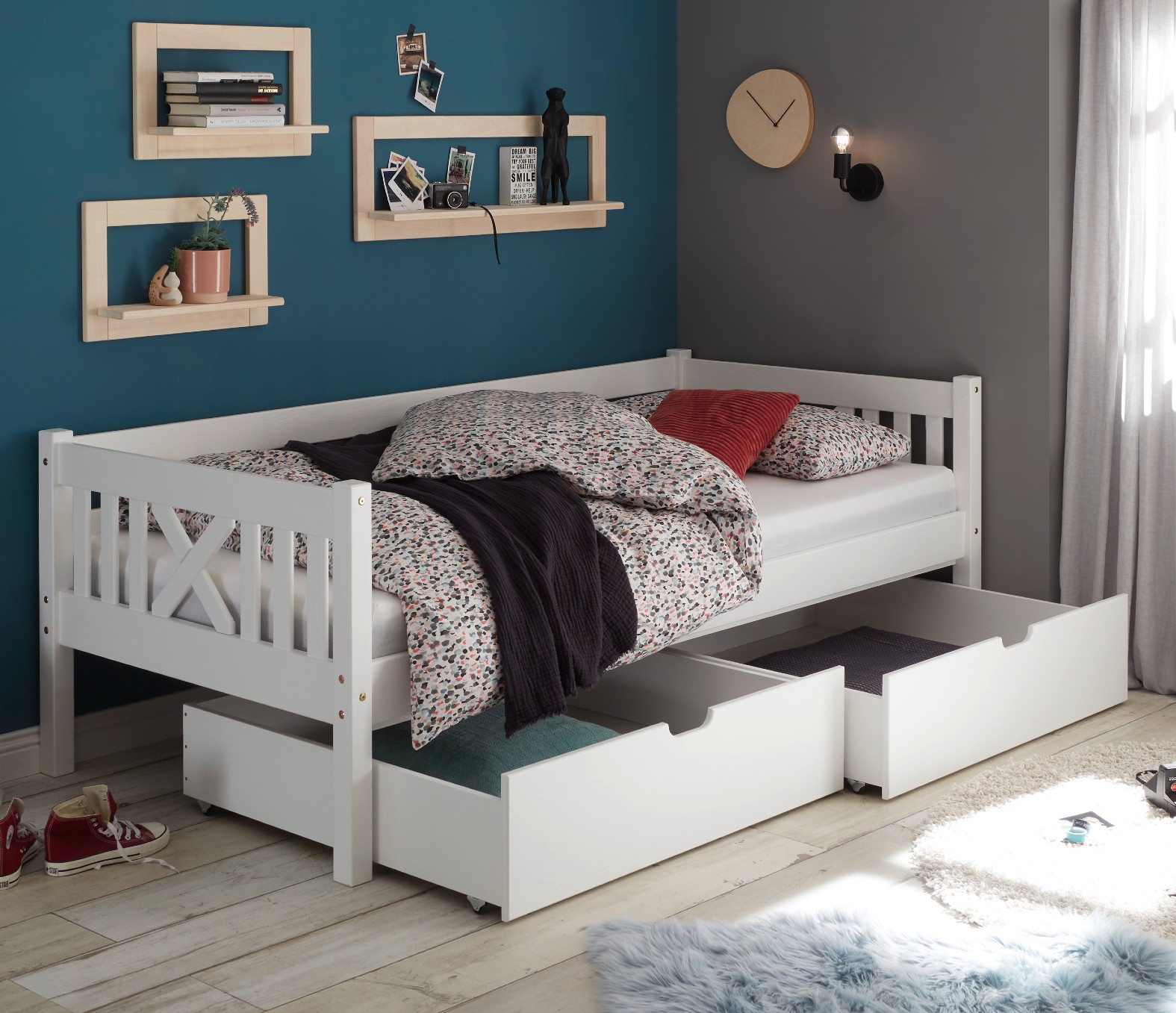 Ensemble de 2 tiroirs de lit Trever/Leona - blanc