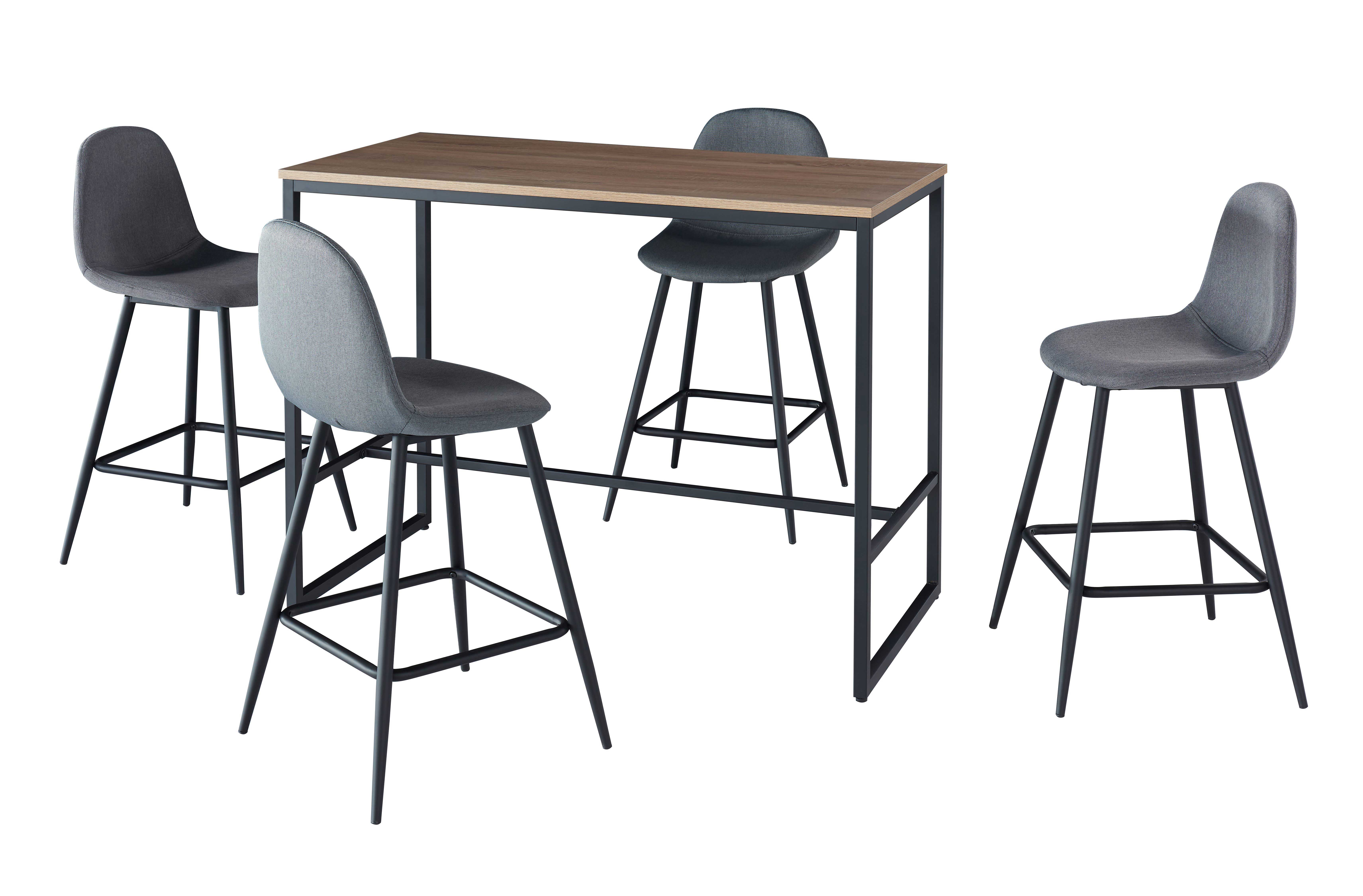 Ensemble de bar Menton 120x60 avec 4 tabourets - brun/gris - Image 2